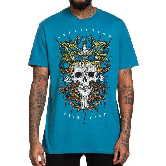 Affliction × Designer NWT AFFLICTION ROADHOUSE BLUE T-SHIRT SZ SMALL S Size US S / EU 44-46 / 1 - 1 Thumbnail