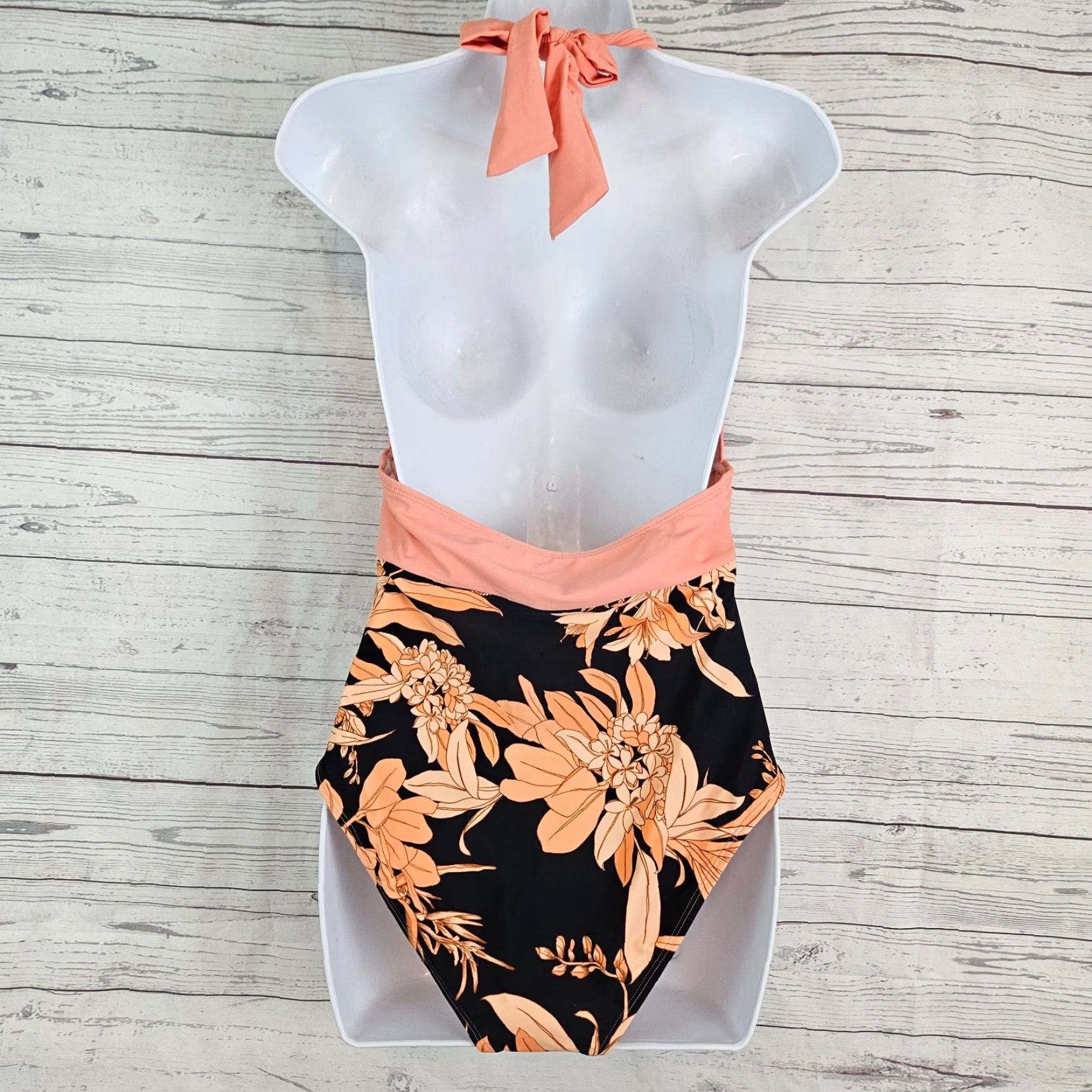 Vintage Cupshe Womens One Piece Swimsuit M Pink Floral Halter Size ONE SIZE - 3 Thumbnail