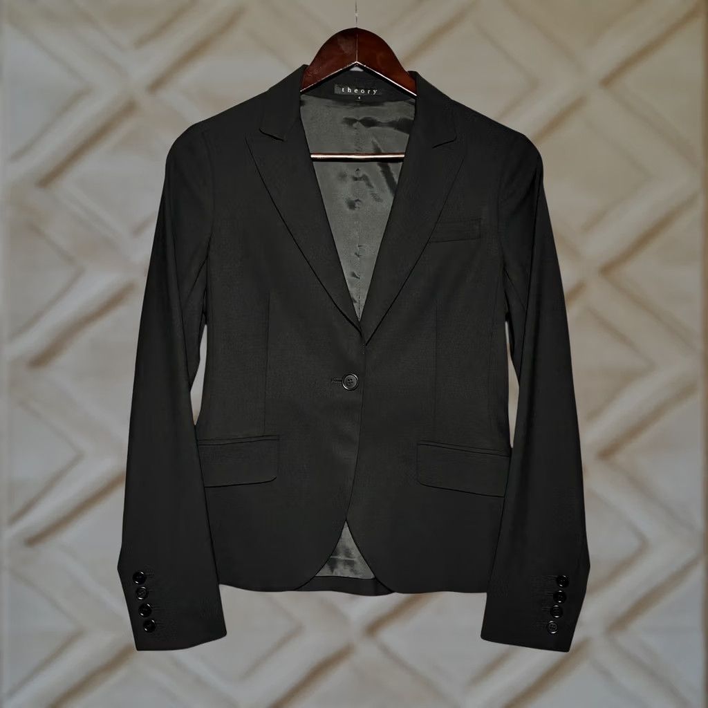 Theory VINTAGE EUC Theory Wool Blend Single Button Tailored Blazer Womens 4 Black Size S / US 4 / IT 40 - 1 Thumbnail