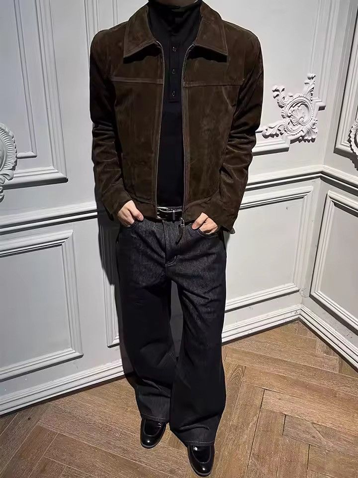 Japanese Brand Brown PU Suede Trucker Jacket - Western Style Size US XXL / EU 58 / 5 - 9 Thumbnail