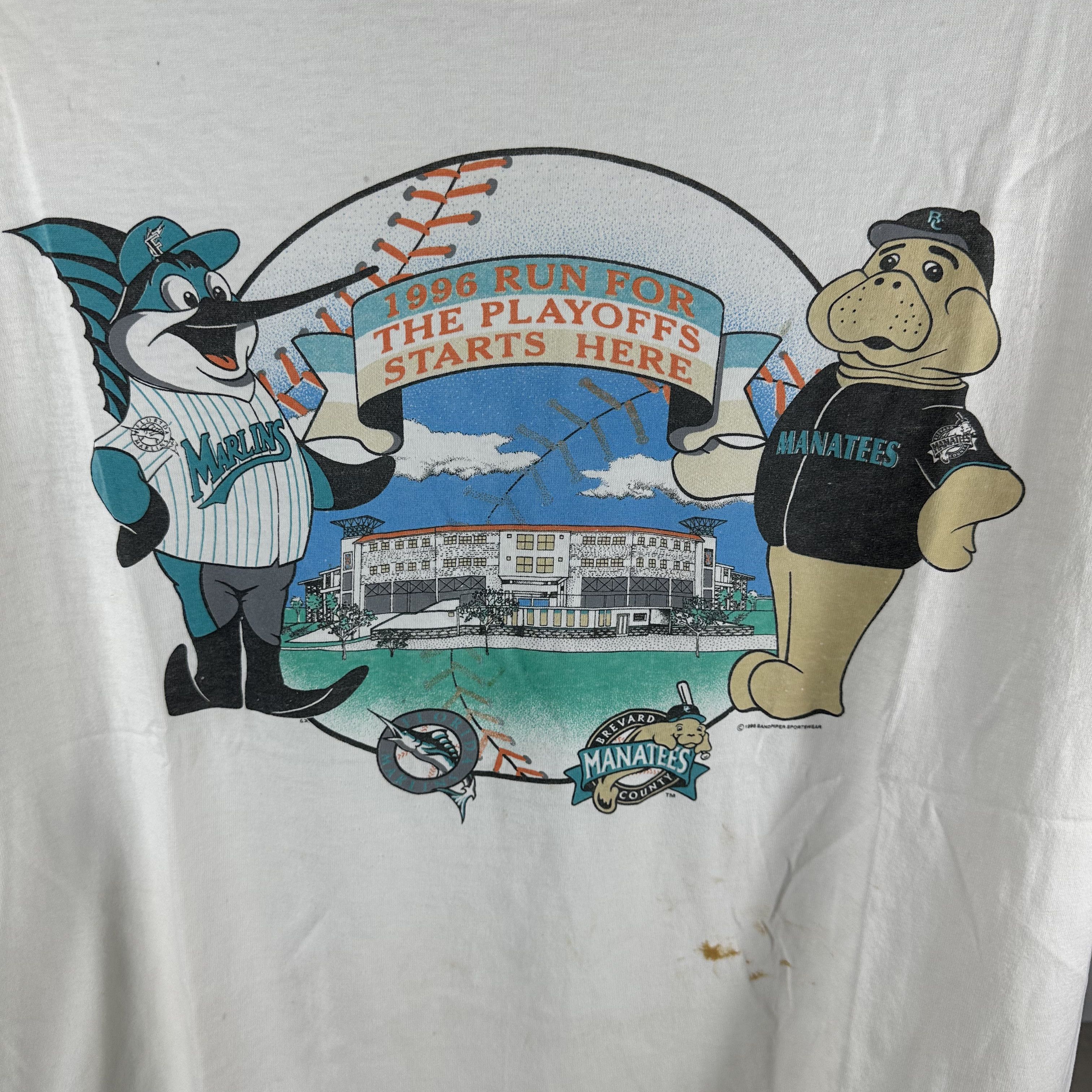 Vintage Vintage 1996 Florida Marlins Manatees Baseball MLB T-shirt Size US XL / EU 56 / 4 - 2 Thumbnail