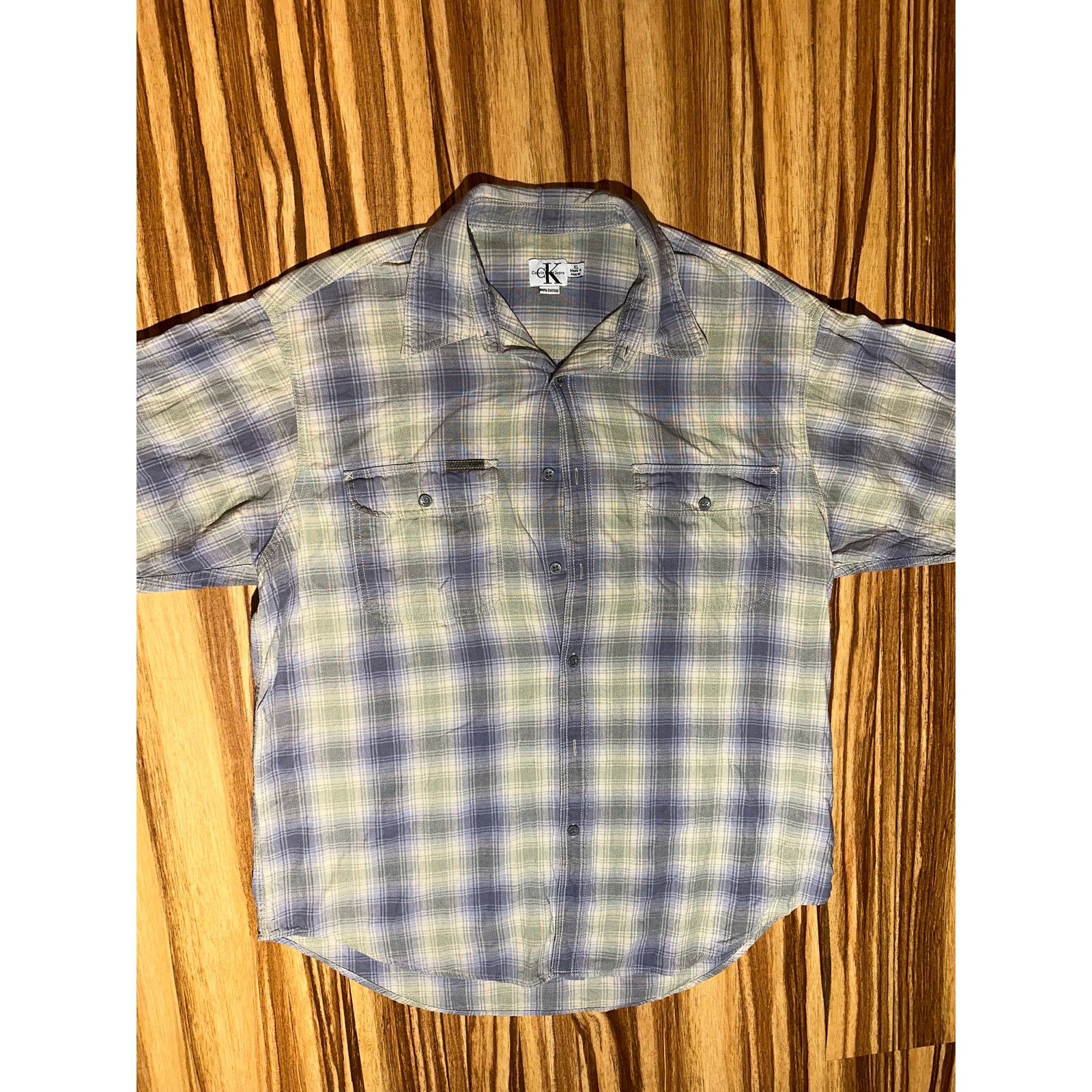 & Other Stories Calvin Klein Jeans Green With Gray Flannel Shirt Size XL Size US XL / EU 56 / 4 - 4 Thumbnail