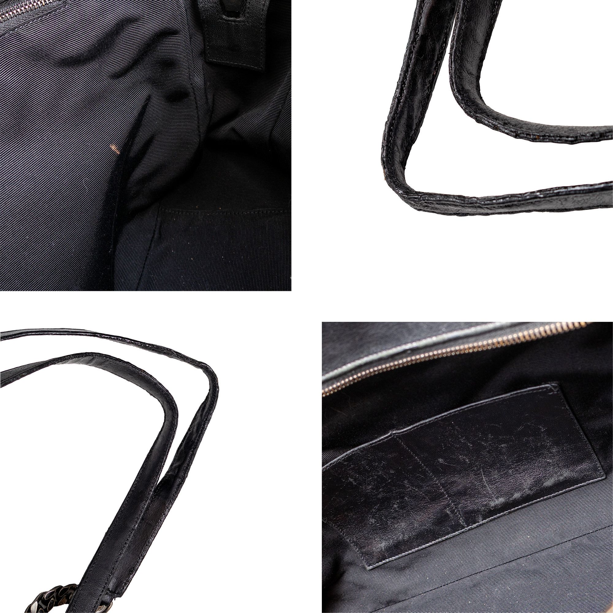 Yves Saint Laurent YVES SAINT LAURENT Black Chevron Quilted Leather Chain Tote Size ONE SIZE - 12 Thumbnail