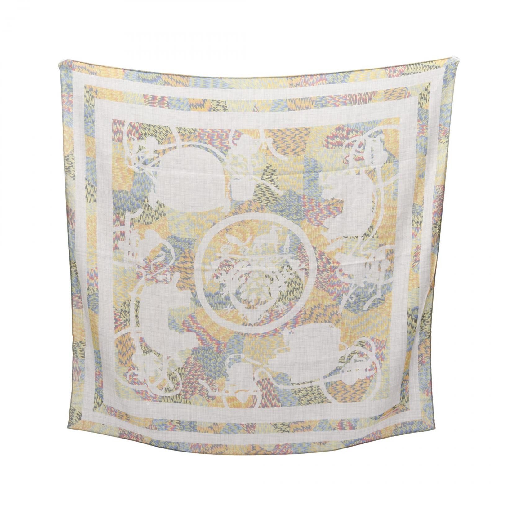 Hermes Hermes Hermes MARBLE EX-LIBRIS Silk Cashmere Scarf Leather Scarf DUTY FREE for USA Size ONE SIZE - 1 Thumbnail
