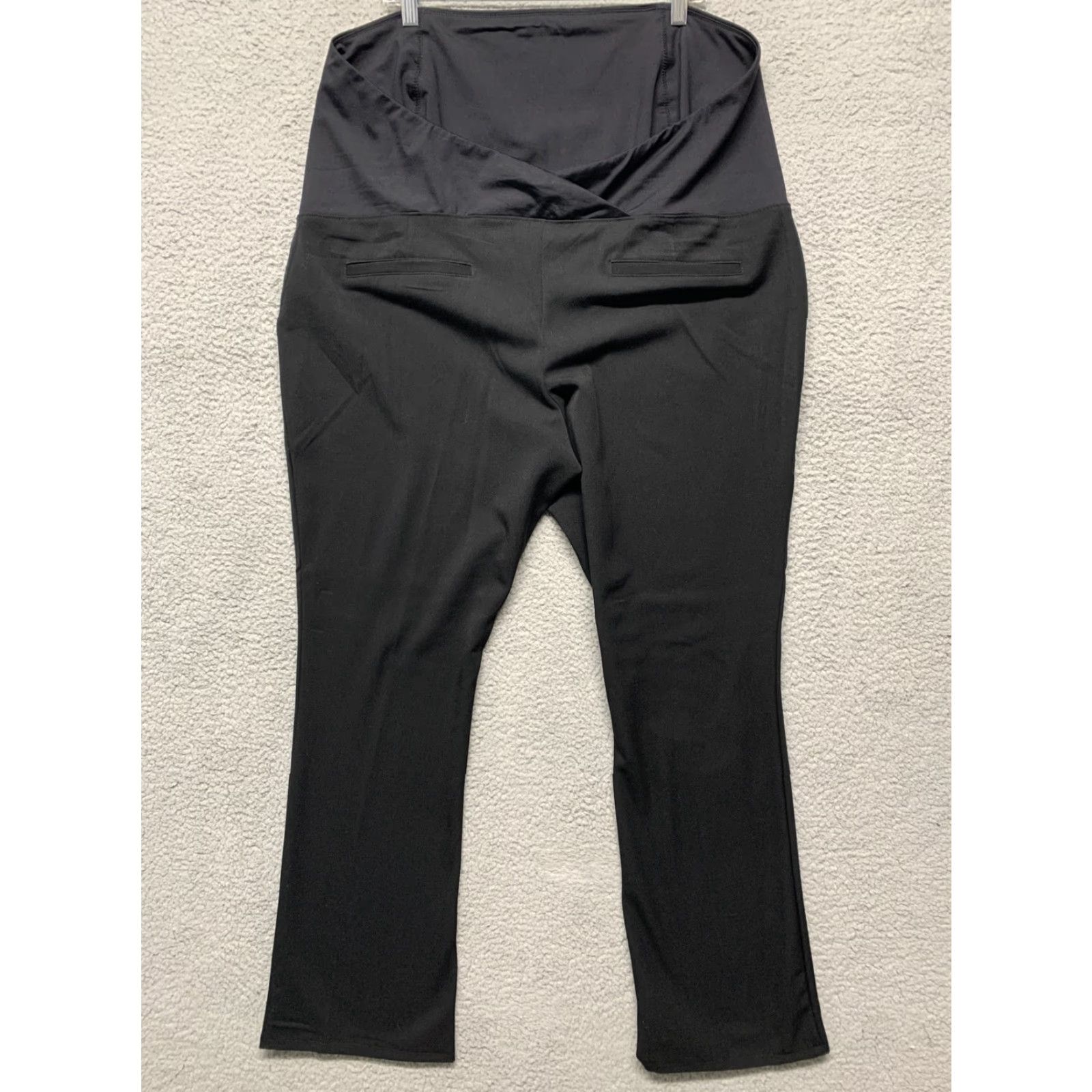 Vintage Isabel Maternity Pants Size 18 Black NWT Crossover Panel Lower Back Support Bootcut Stretch Inseam 33.5 in Polyester Blend Cotton Blend Size 40" / US 18 - 4 Thumbnail