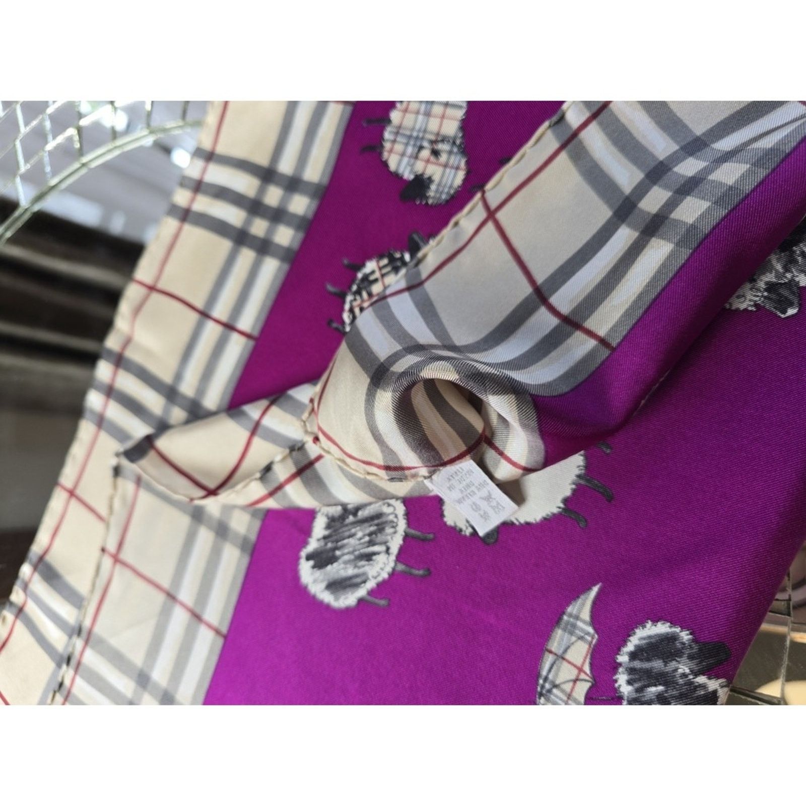 Burberry Burberry Silk Scarf Nova Check‎ Sheep Umbrella Print 18.5" Size ONE SIZE - 5 Thumbnail