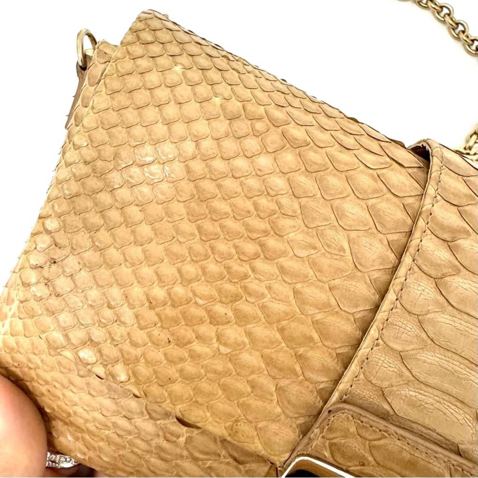 Dior Dior Nude Snakeskin New Lock Pouch Chain Clutch, Authentic Size ONE SIZE - 8 Thumbnail