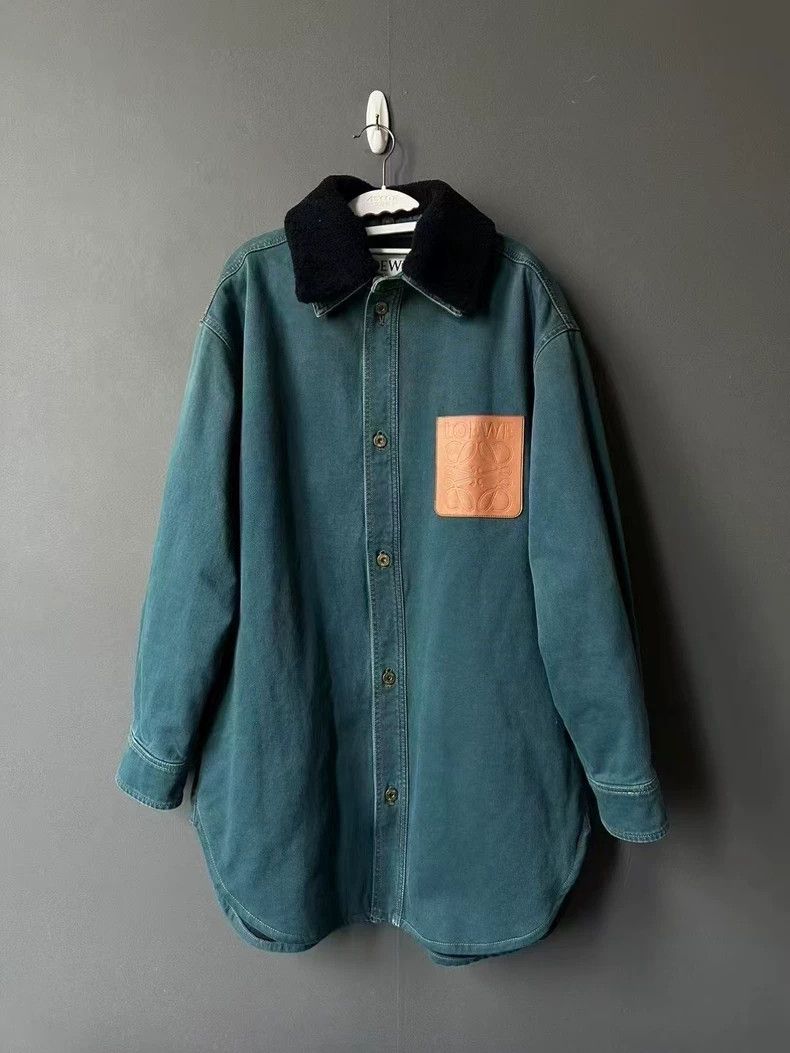 Loewe LOEWE Wool collar leather denim jacket Size M / US 6-8 / IT 42-44 - 1 Thumbnail