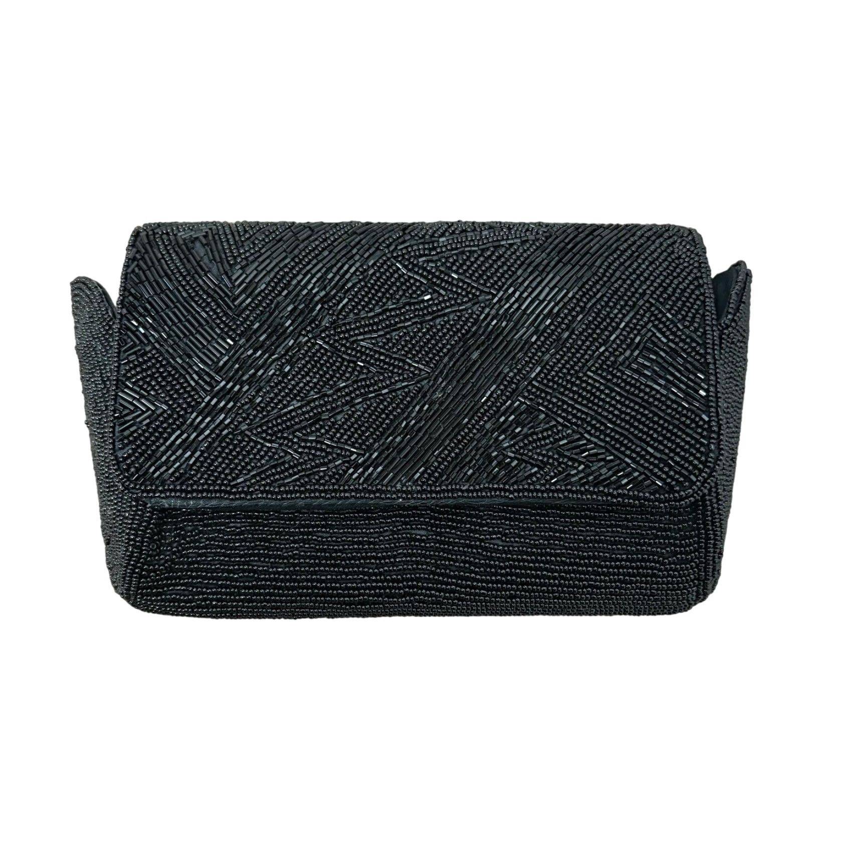 Vintage VINTAGE Lauren Alexandra Black Beaded Clutch Bag Purse Women, Black, Polyester, Clutch, 7" x 5.5" Size ONE SIZE - 2 Thumbnail