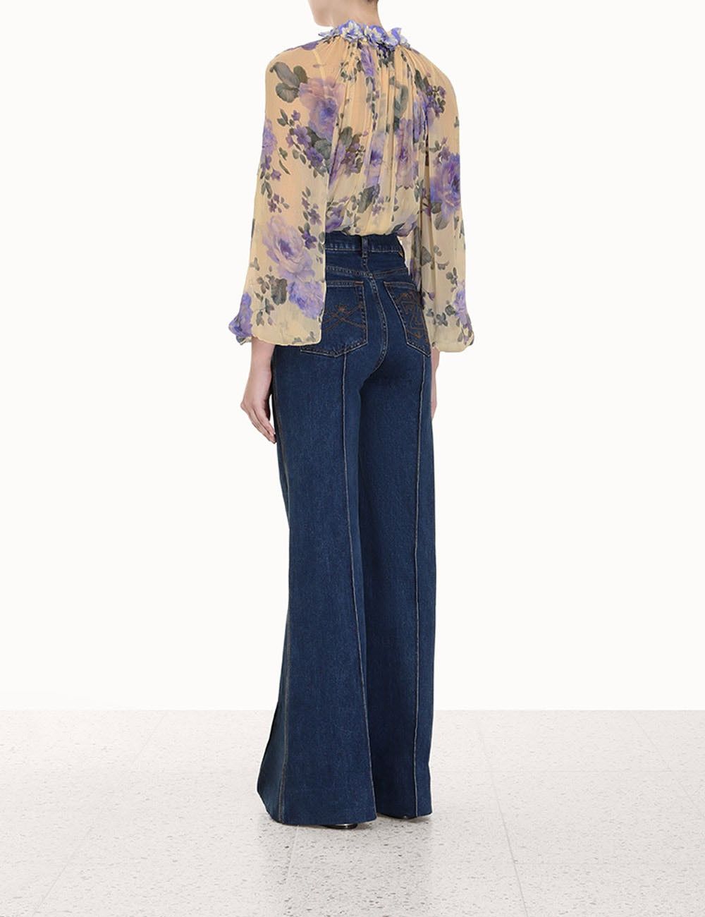 Zimmermann oc11z0225 Lyrical Billow Blouse in Multicolor Size XL / US 12-14 / IT 48-50 - 4 Thumbnail
