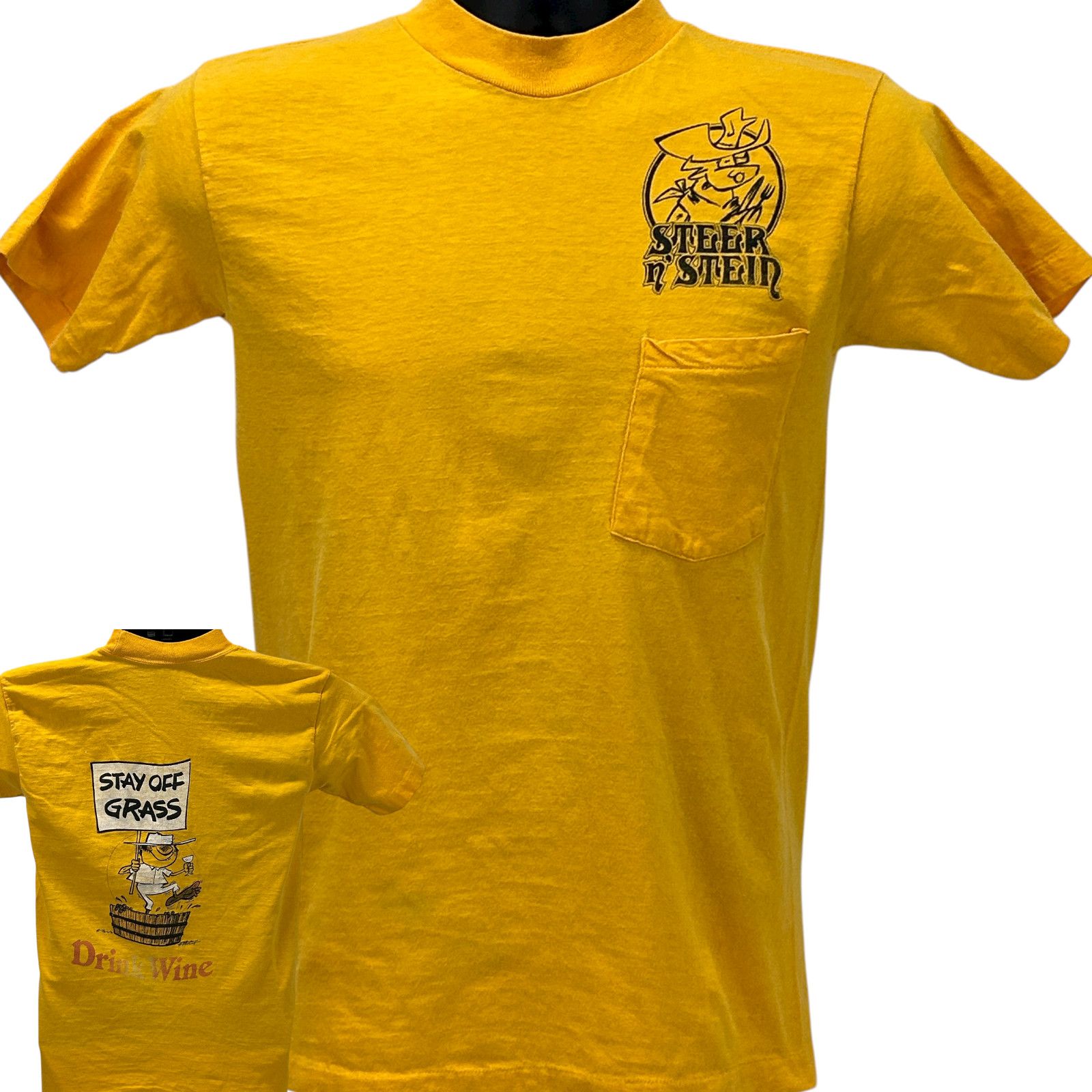 Anvil Vintage Steer N Stein Stay Off Grass Drink Wine T Shirt XS Size US XS / EU 42 / 0 - 1 Thumbnail