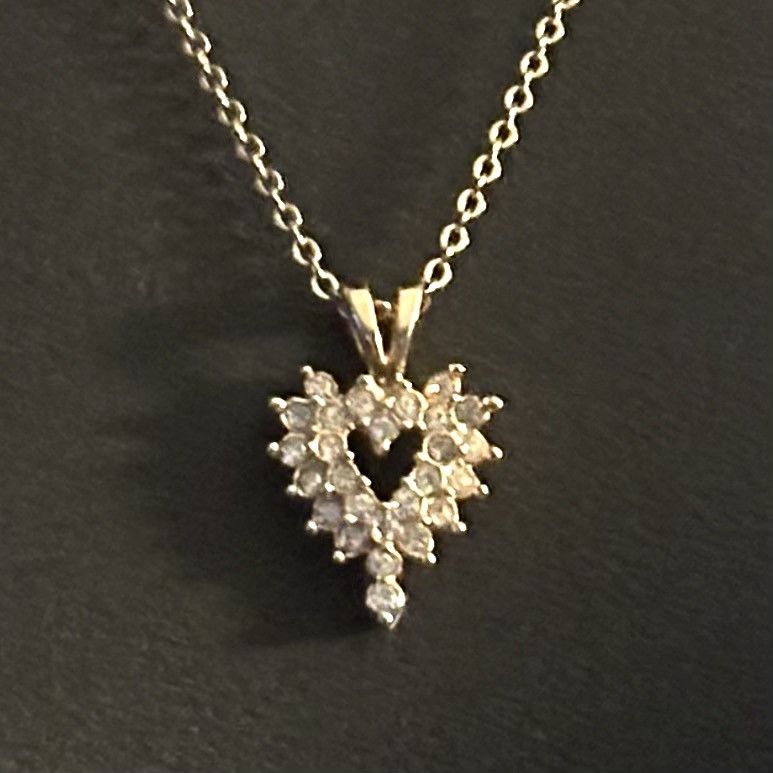 Vintage Vintage gold tone rhinestone heart pendant necklace Size ONE SIZE - 5 Thumbnail