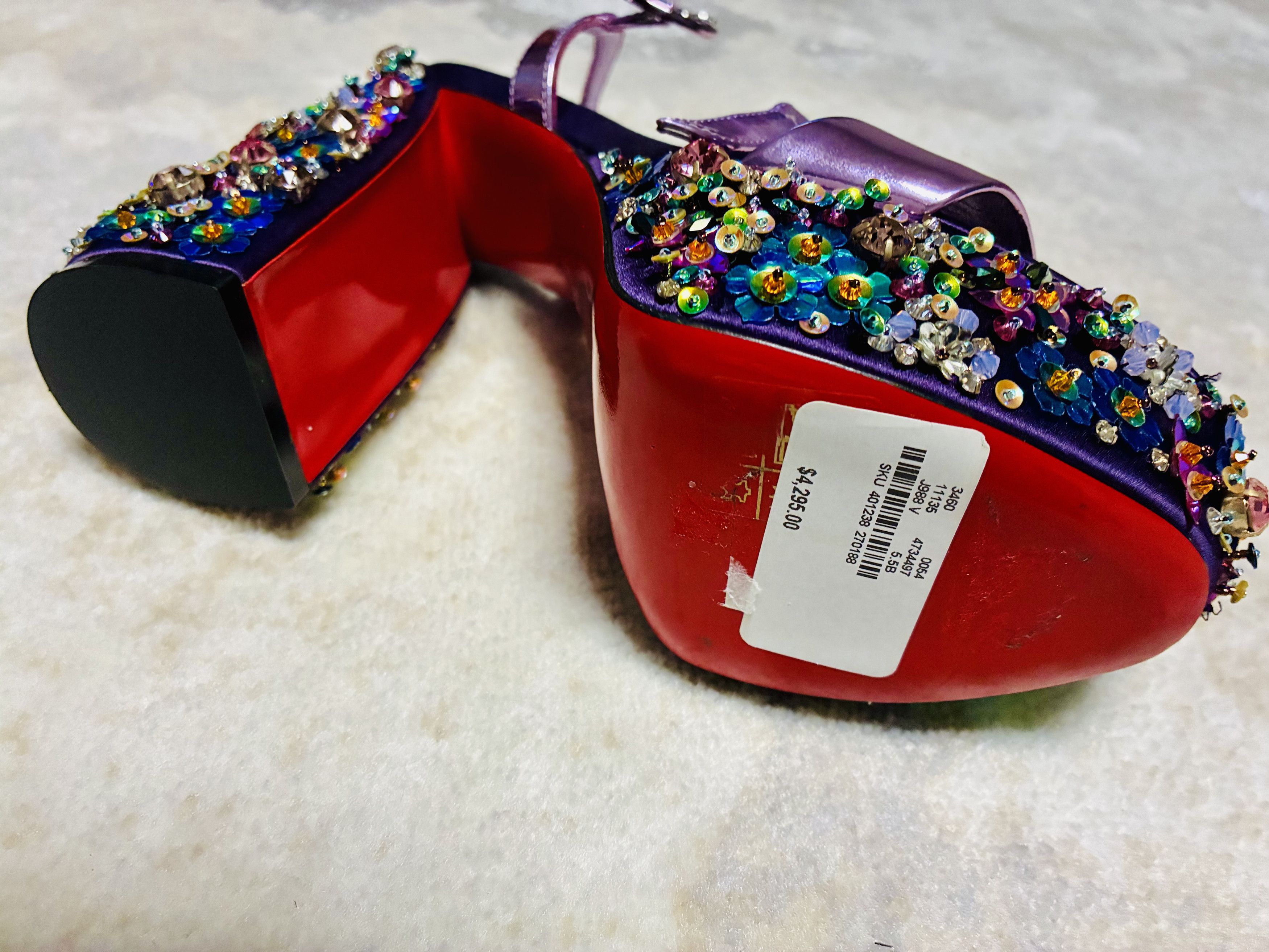 Christian Louboutin Christian Louboutin Movida Jane Platform Jeweled 35.5 Size US 8 / IT 38 - 3 Thumbnail