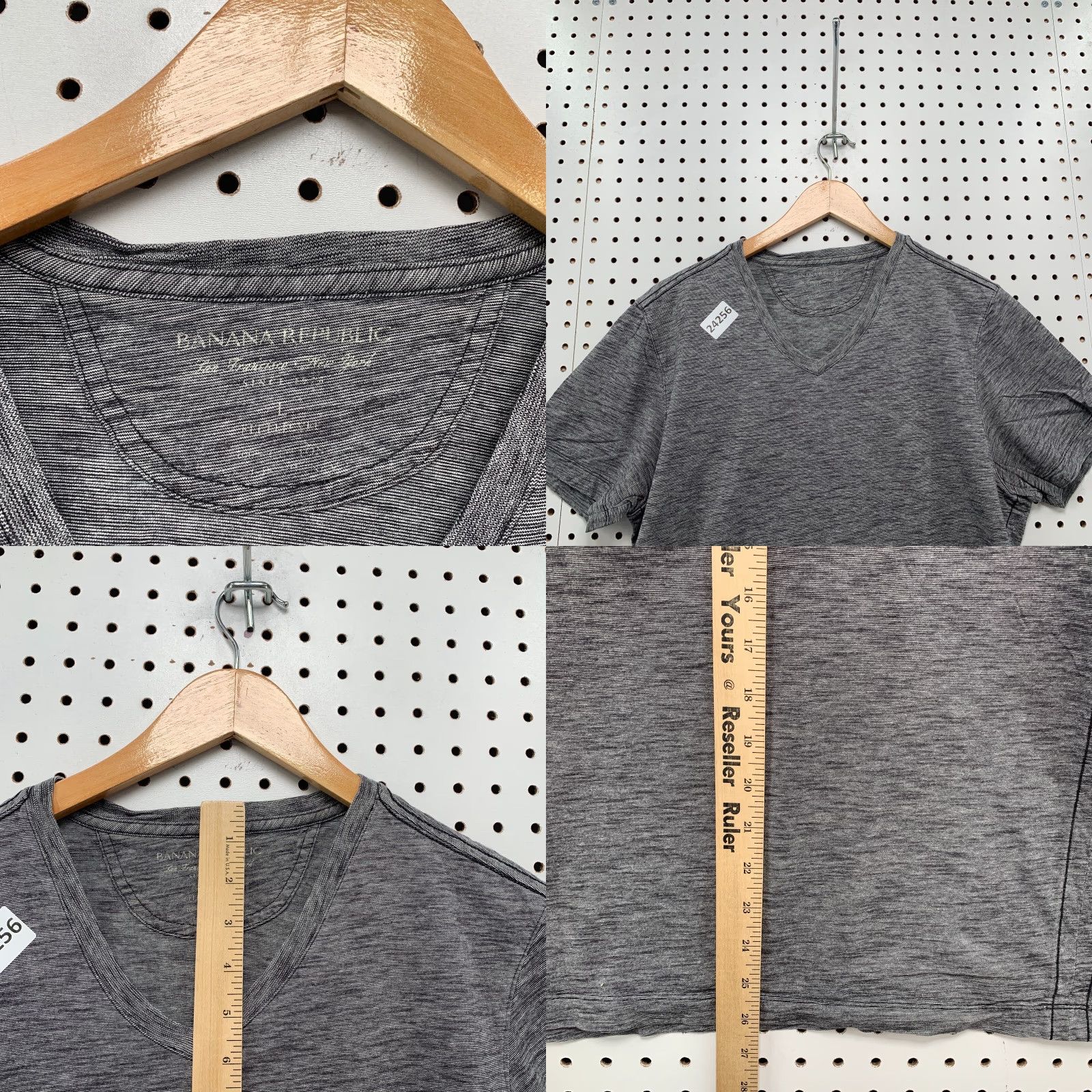 Banana Republic VINTAGE Banana Republic V-Neck Shirt Gray Micro Striped Regular Fit Mens Medium Size US M / EU 48-50 / 2 - 8 Thumbnail