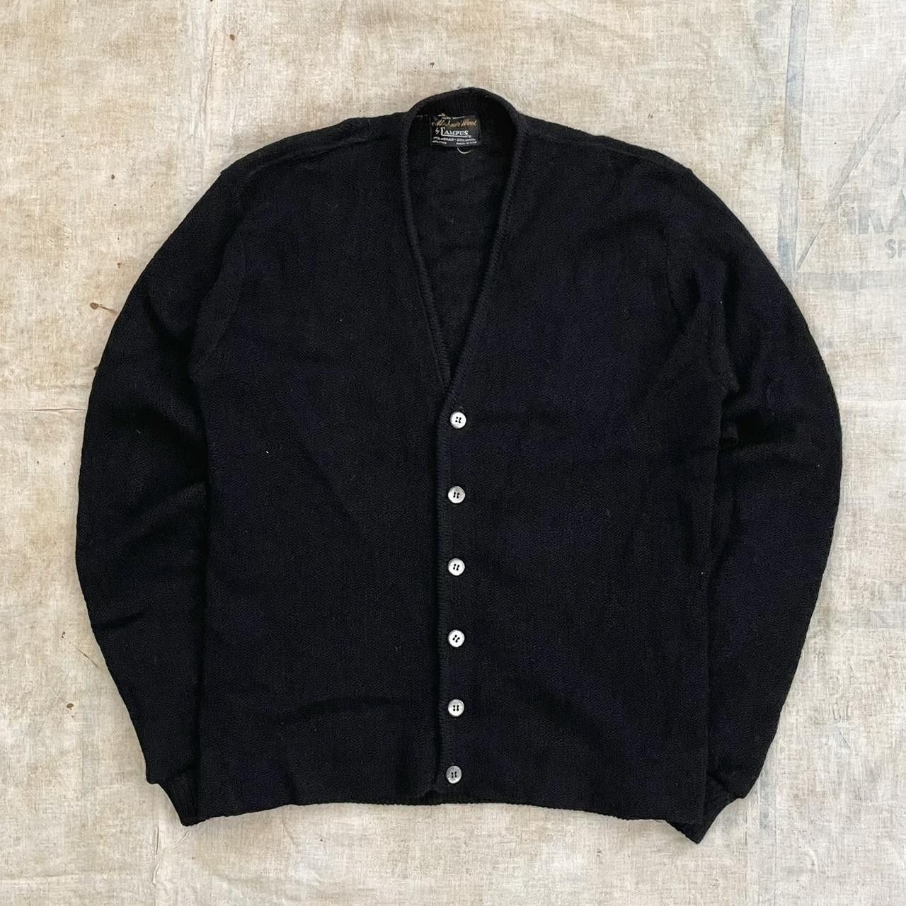 image of 60S Black Mohair Cardigan, Men's (Size Large)