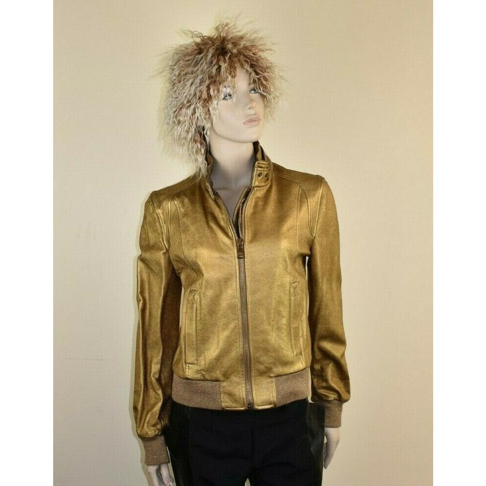 Dolce & Gabbana DOLCE GABBANA GOLD LEATHER DRESS BOMBER RUNWAY JACKET 44 $4K Size M / US 6-8 / IT 42-44 - 1 Thumbnail