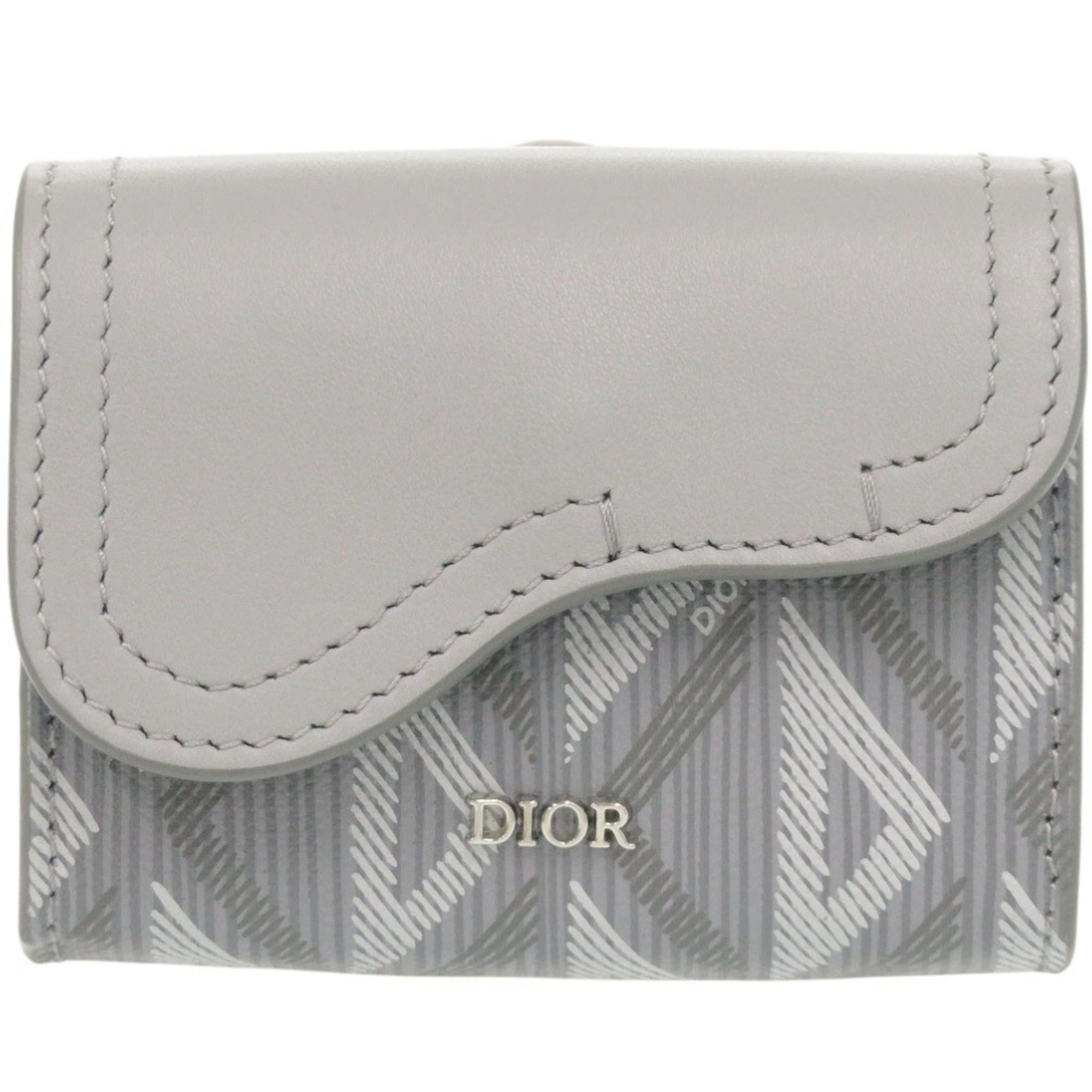 Dior Christian Dior Like New Dior Saddle CD Diamond Leather Grey Business Card Holder/Card Case Wallet 0358Dior Size ONE SIZE - 1 Thumbnail