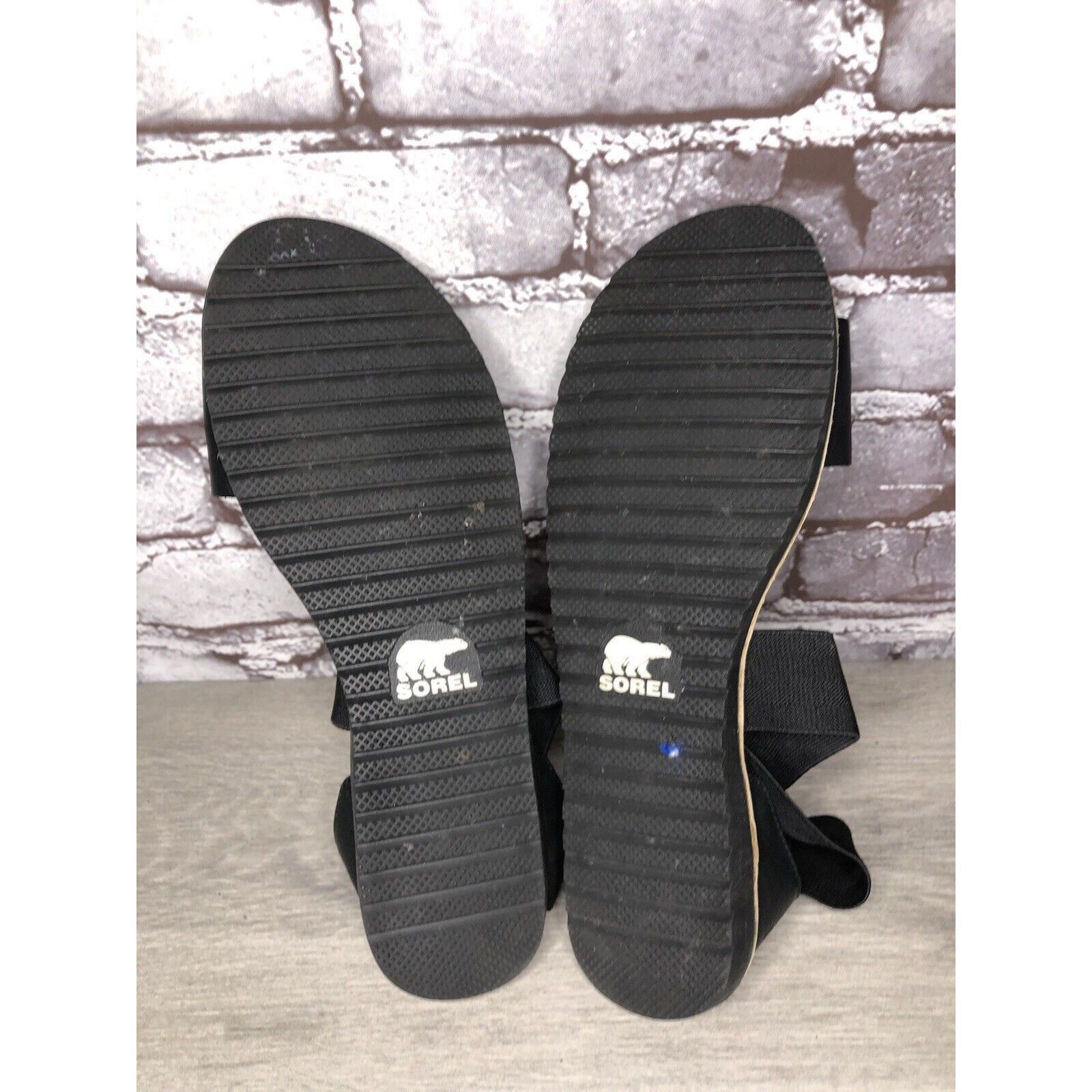 SOREL Sorel Med Ella Black Leather Cross Ankle Strap Flat Sandals Size US 10 / IT 40 - 19 Thumbnail
