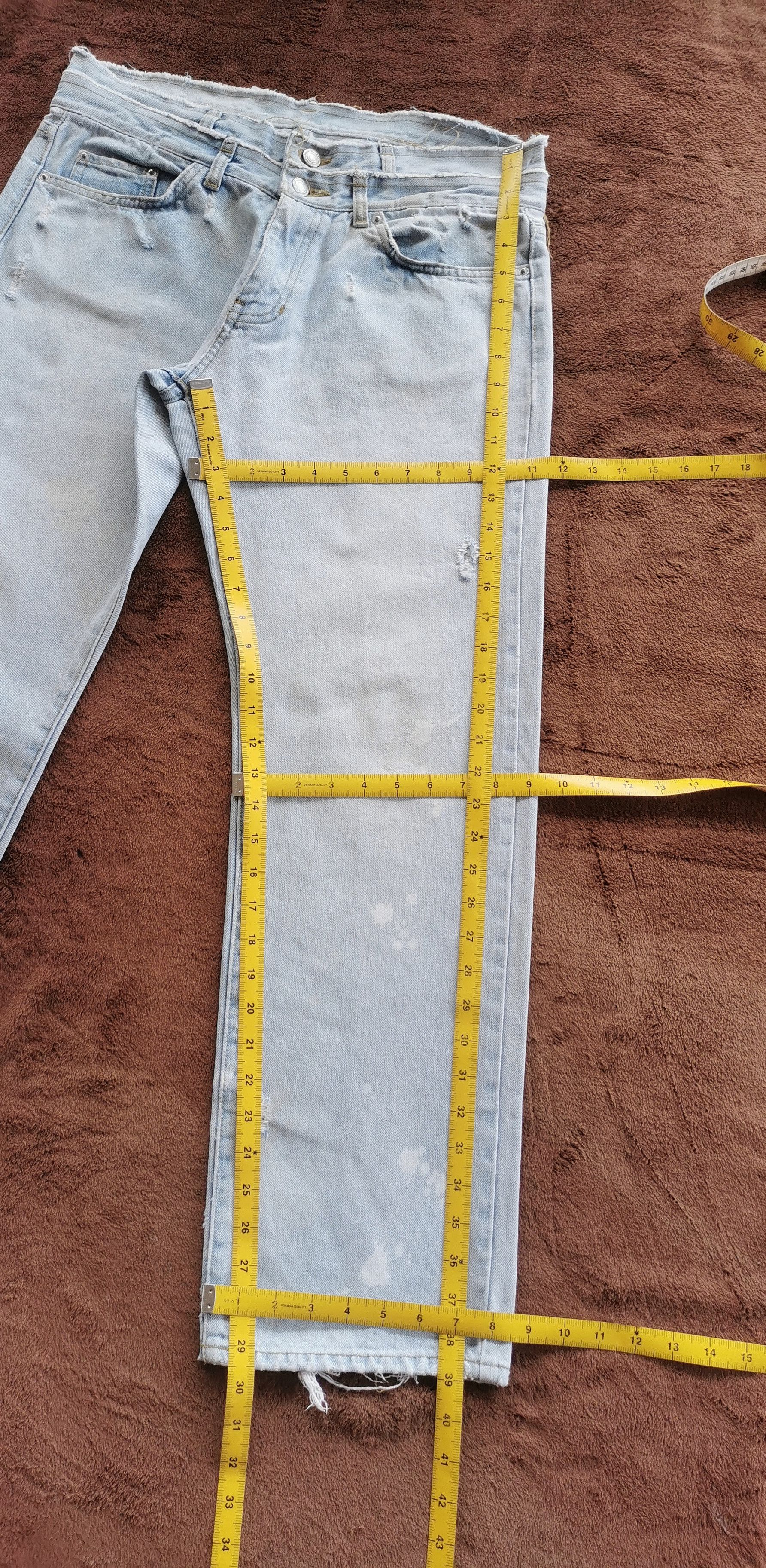 If Six Was Nine Double Waist Distressed Denim Jeans Size US 33 - 2 Thumbnail