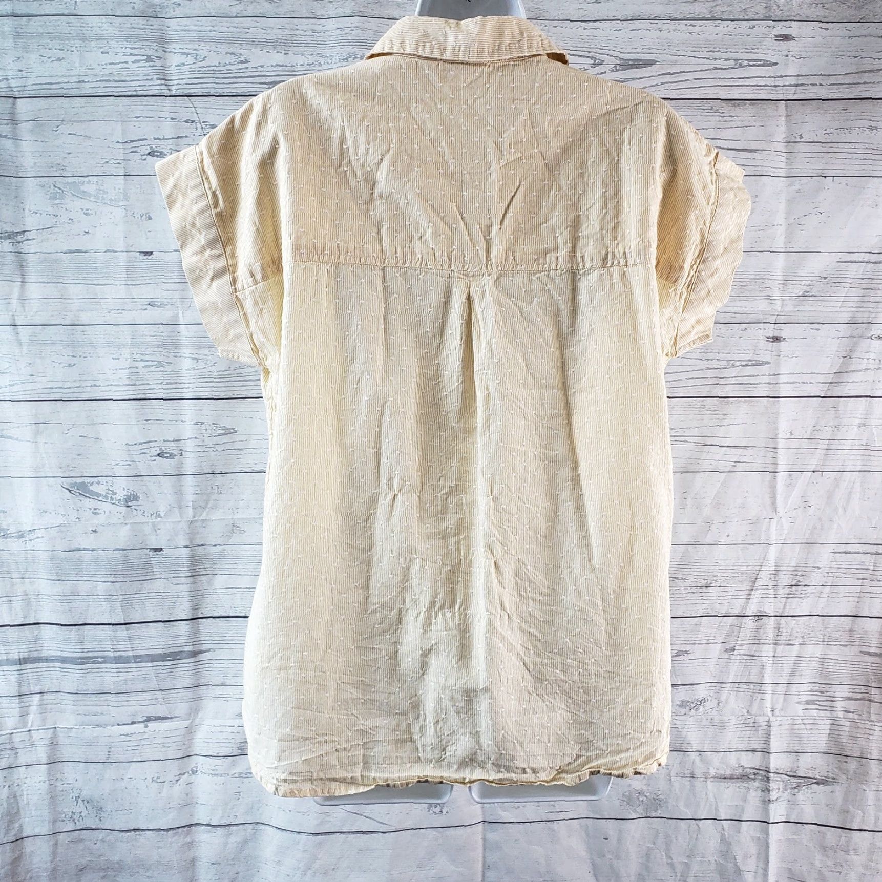 Vintage LOGO Lori Goldstein Womens Button Front Shirt XS Yellow Short Sleeve Cotton Shirt Women XS Yellow Cotton Button-Up Size XS / US 0-2 / IT 36-38 - 4 Thumbnail