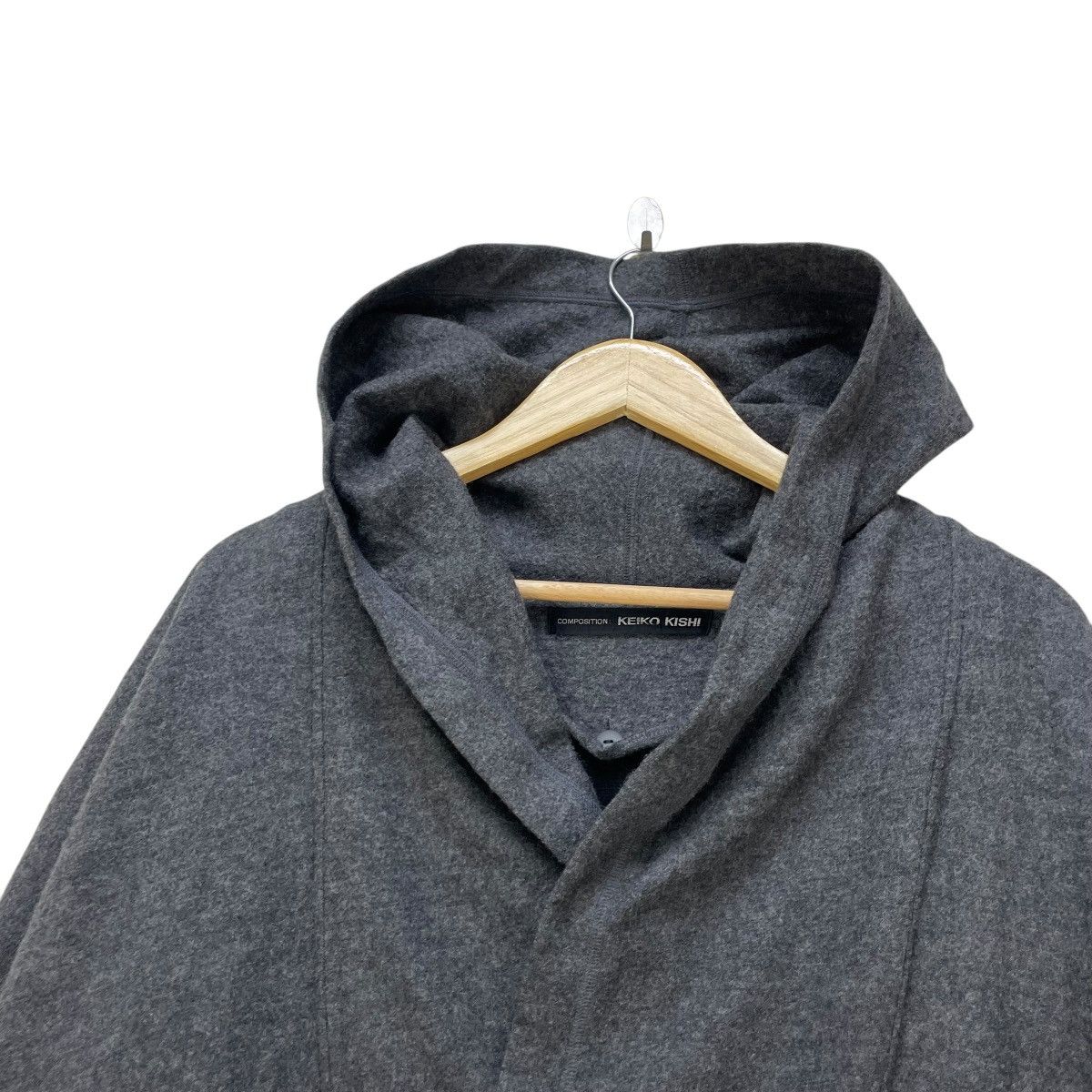 Yohji Yamamoto 💥Vintage Keiko Kishi Wool Hooded Buttonless Jacket Size M / US 6-8 / IT 42-44 - 3 Thumbnail