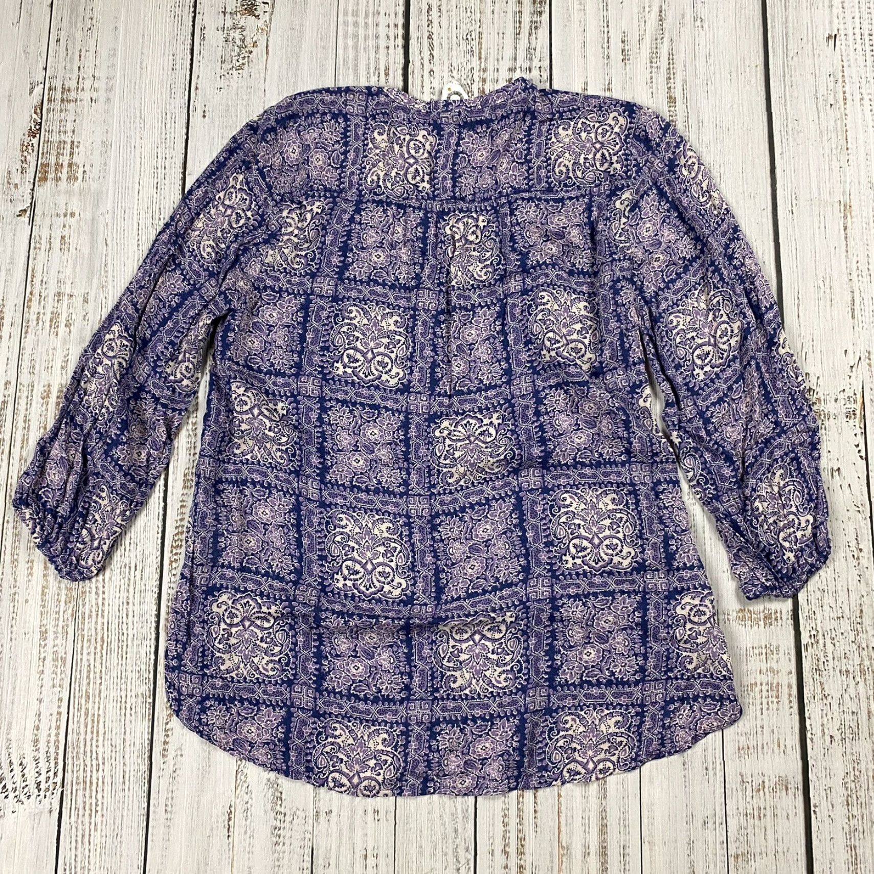 Anthropologie AKEMI + KIN Paisley Print Blouse Purple Size S Women Casual 3/4 Sleeve Boho Size S / US 4 / IT 40 - 7 Thumbnail