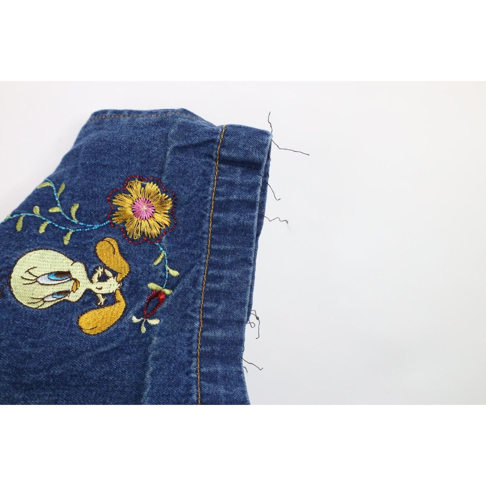 Vintage Vintage 90s Looney Tunes Tweety Bird Flower Denim Overalls Size 34" / US 12 / IT 48 - 11 Thumbnail
