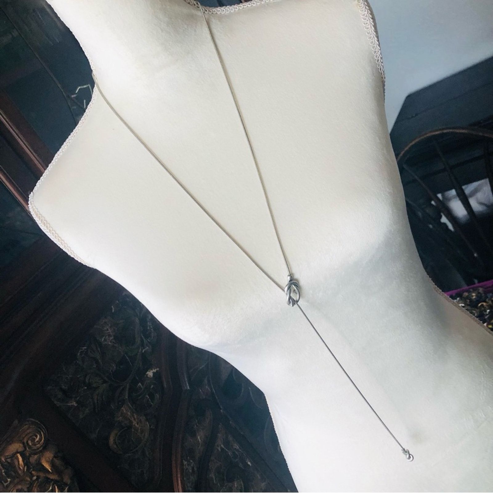 Vintage Vintage silver knot lariat snake chain slider necklace Size ONE SIZE - 1 Thumbnail