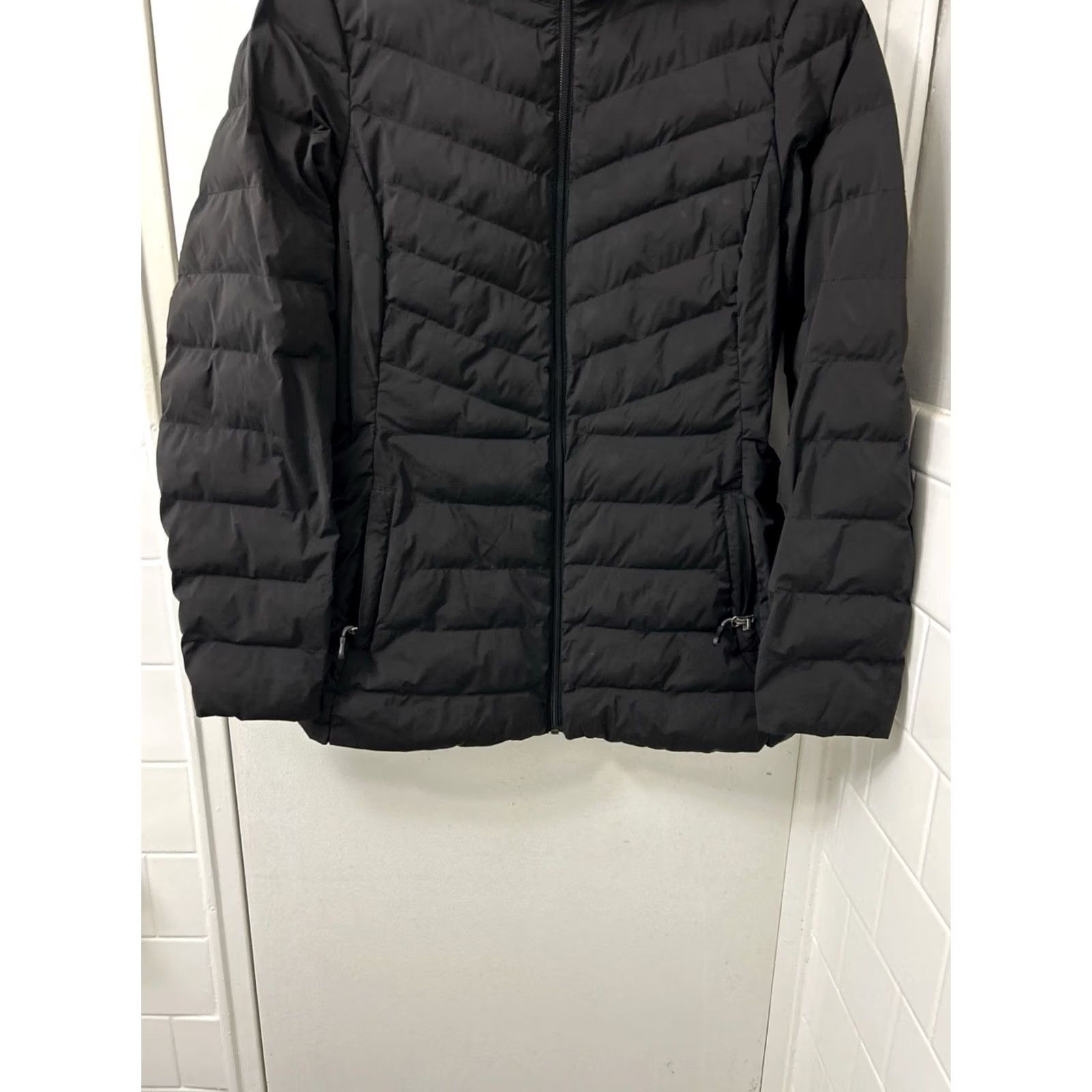 Vintage 32 Degrees Heat Puffer Jacket Womens Medium Black Hooded Insulated Full Zip Coat Size M / US 6-8 / IT 42-44 - 3 Thumbnail