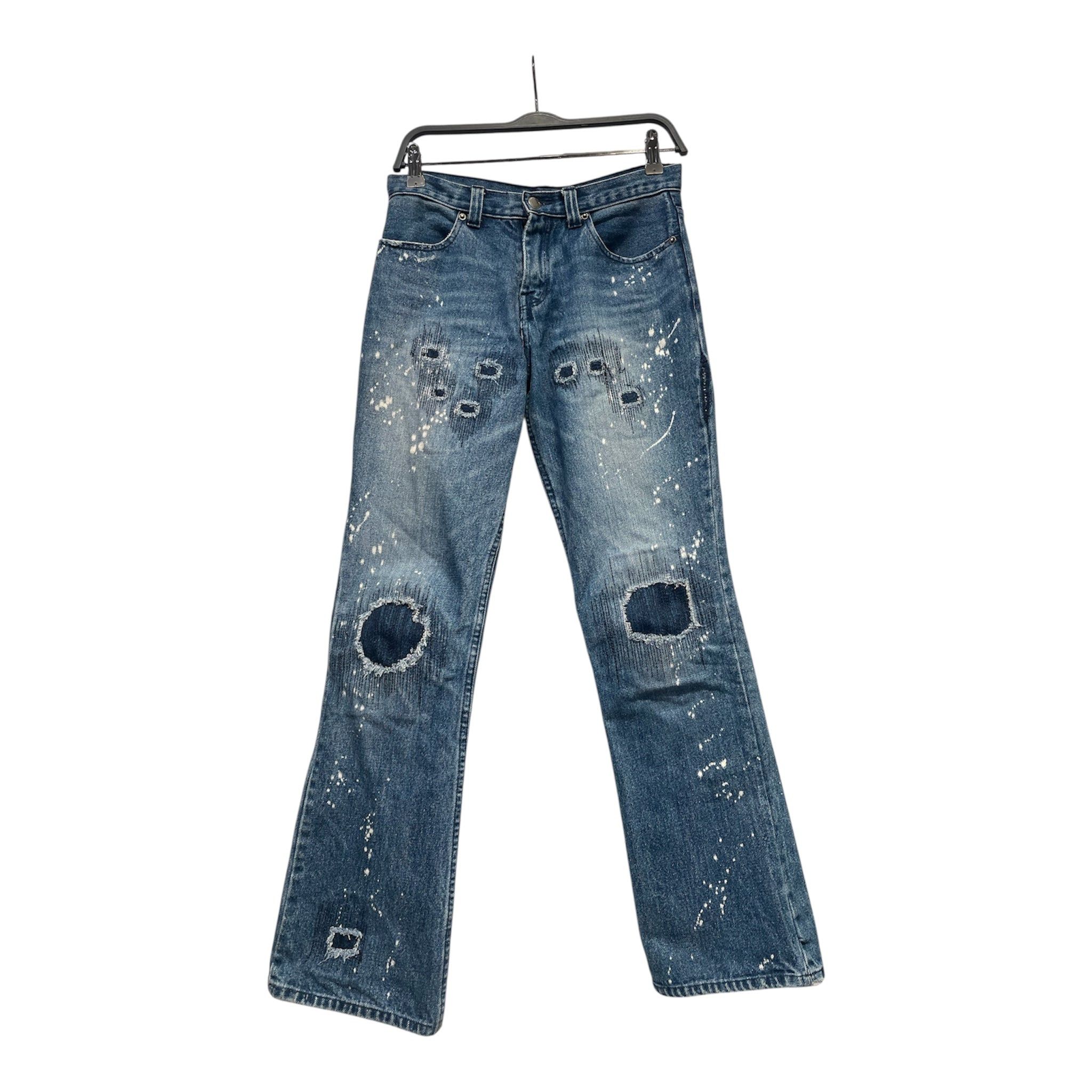 Number (N)ine Sz 2 Number Nine 01AW Distressed Stripe Denim-2508