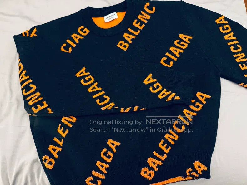 Balenciaga Balenciaga Black and orange logo round neck sweater Size US L / EU 52-54 / 3 - 2 Thumbnail
