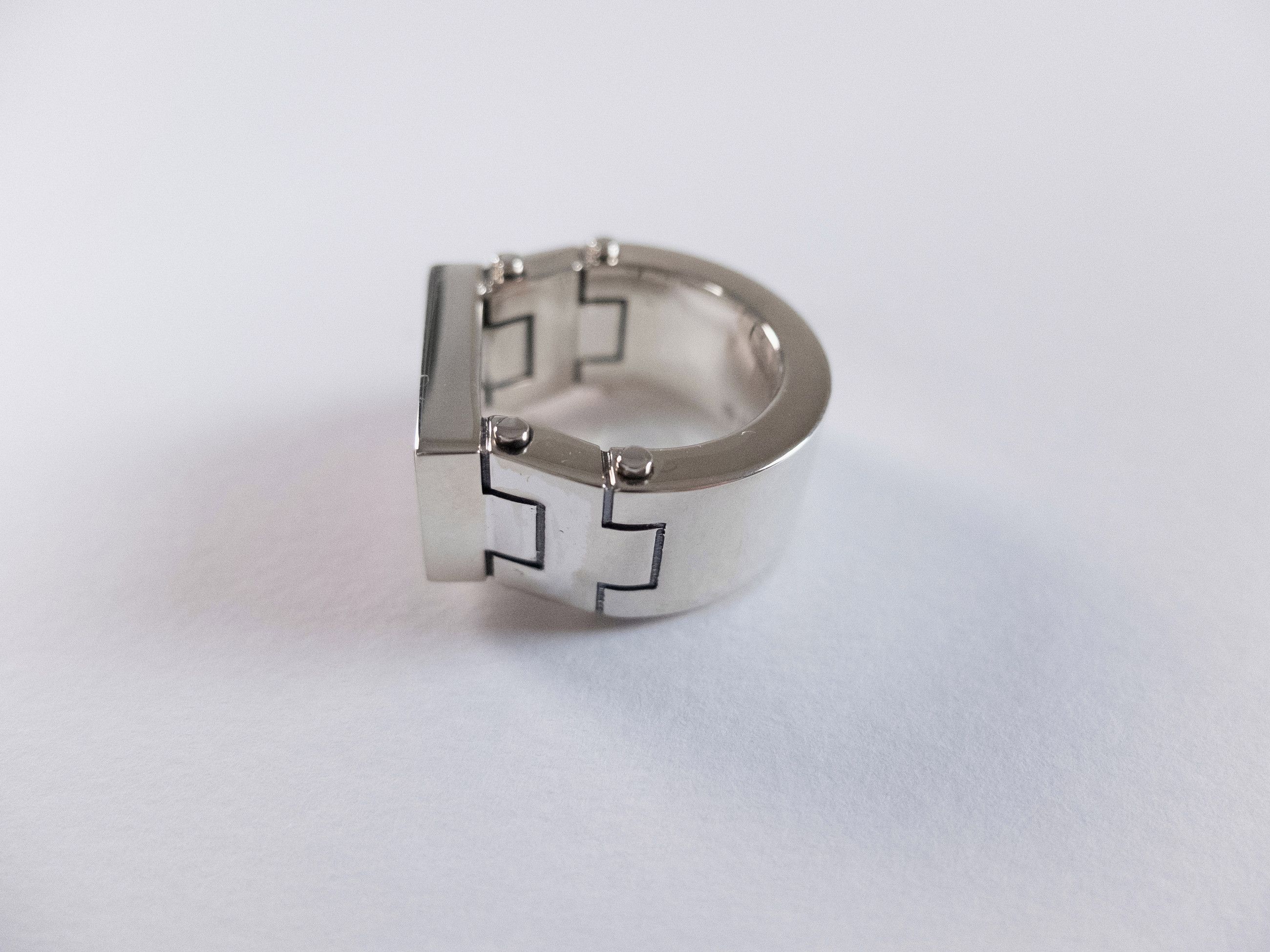 Bottega Veneta BOTTEGA VENETA Bolt pink enameled front silver ring 19 q Size ONE SIZE - 4 Thumbnail