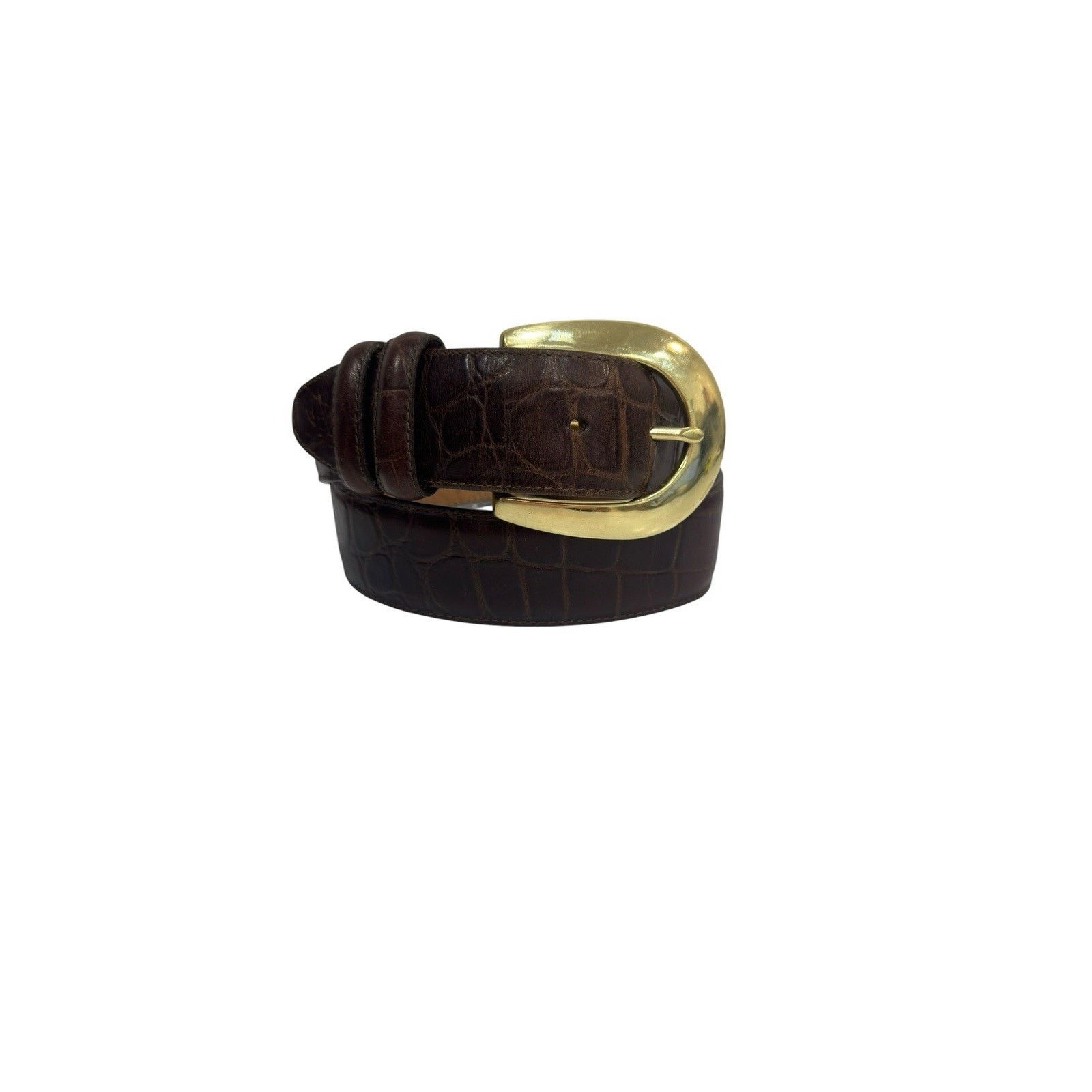 Brighton Brighton Leather Croc Embossed Belt Brass Buckle M Vintage Size ONE SIZE - 1 Thumbnail