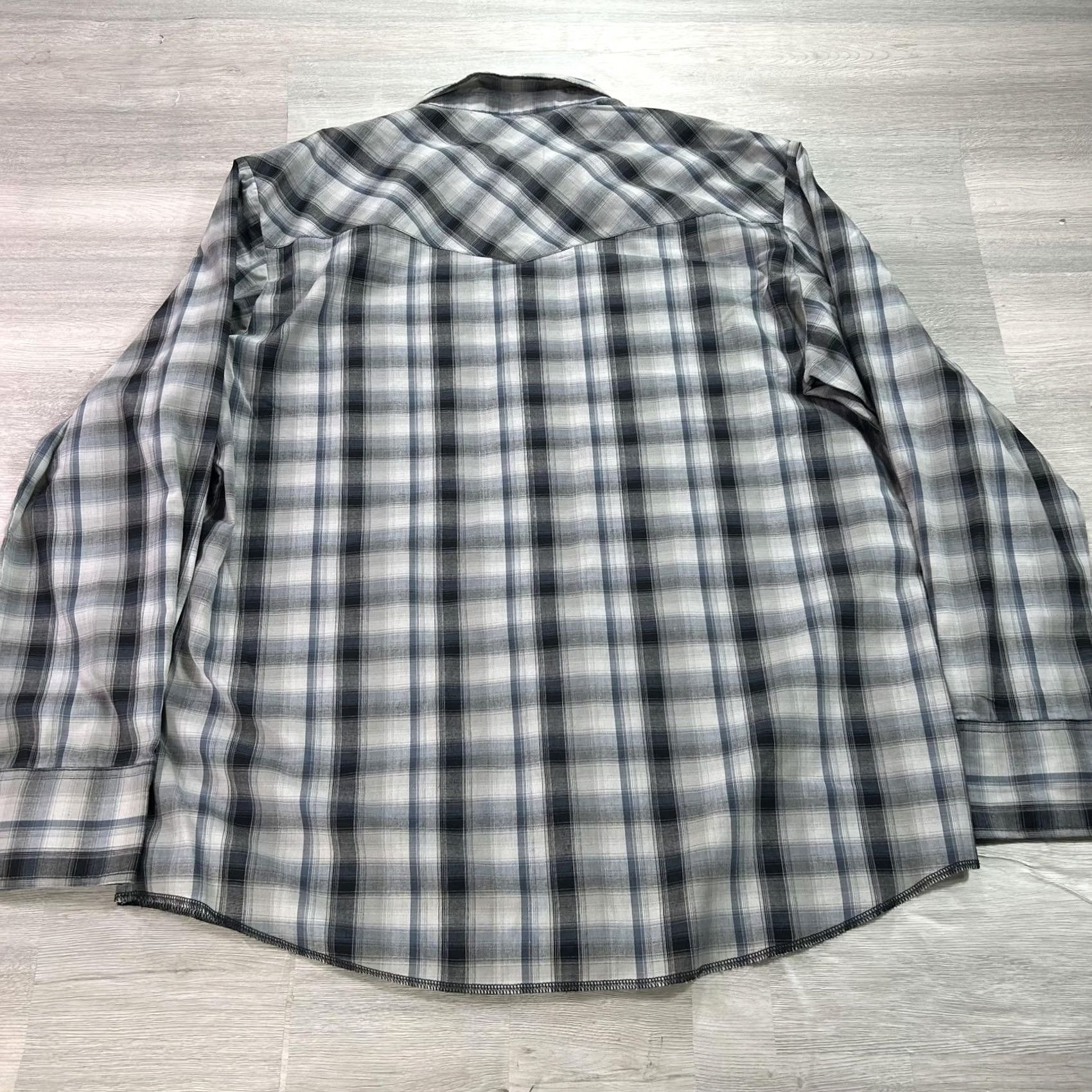 Wrangler Wrangler Shirt Mens XL Gray Plaid Long Sleeve Western Snap Button Casual Size US XL / EU 56 / 4 - 2 Thumbnail