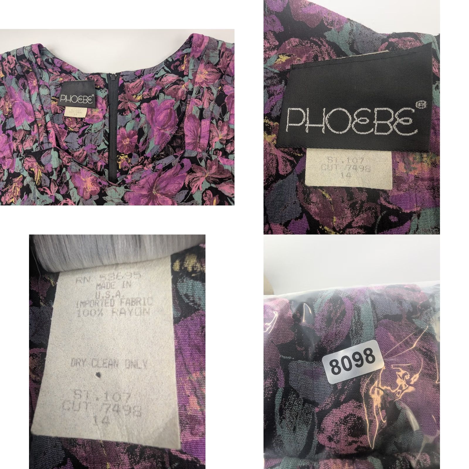 Vintage VINTAGE Phoebe Dress Womens Midi 14 Floral Purple Boho Cottage 80s 90s Modest A-Line Mens Womens Size XL / US 12-14 / IT 48-50 - 8 Thumbnail