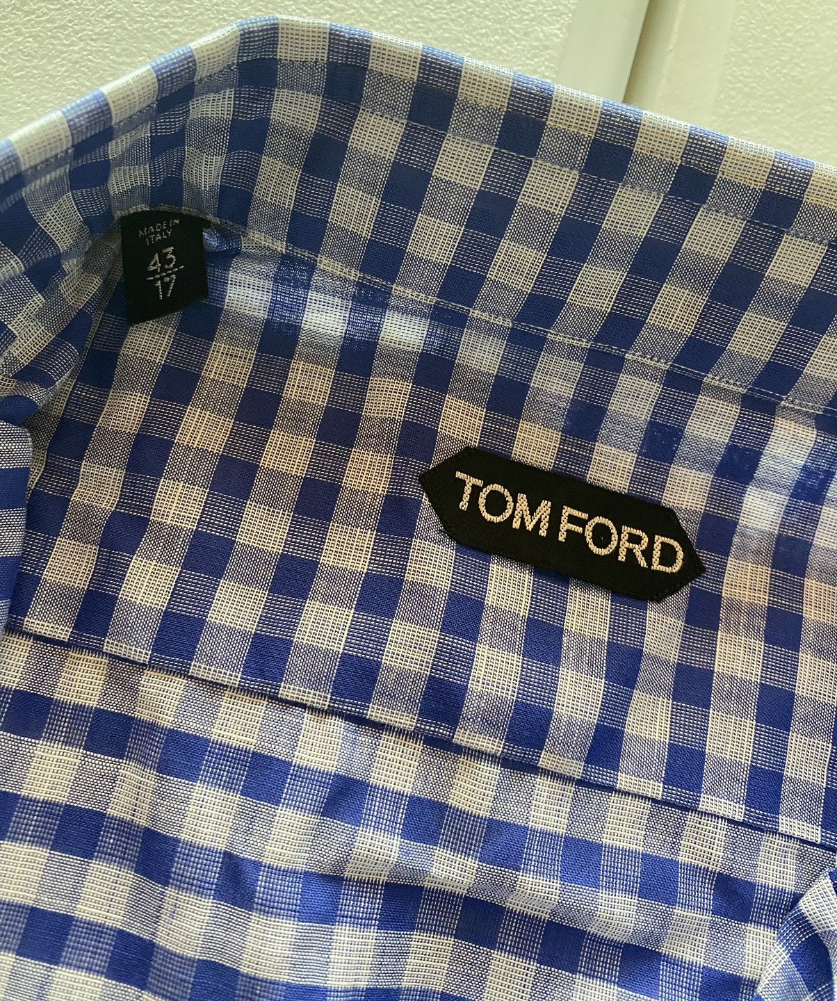Tom Ford Tom Ford blue/grey gingham check shirt 17 43e NWOT Size US L / EU 52-54 / 3 - 11 Thumbnail