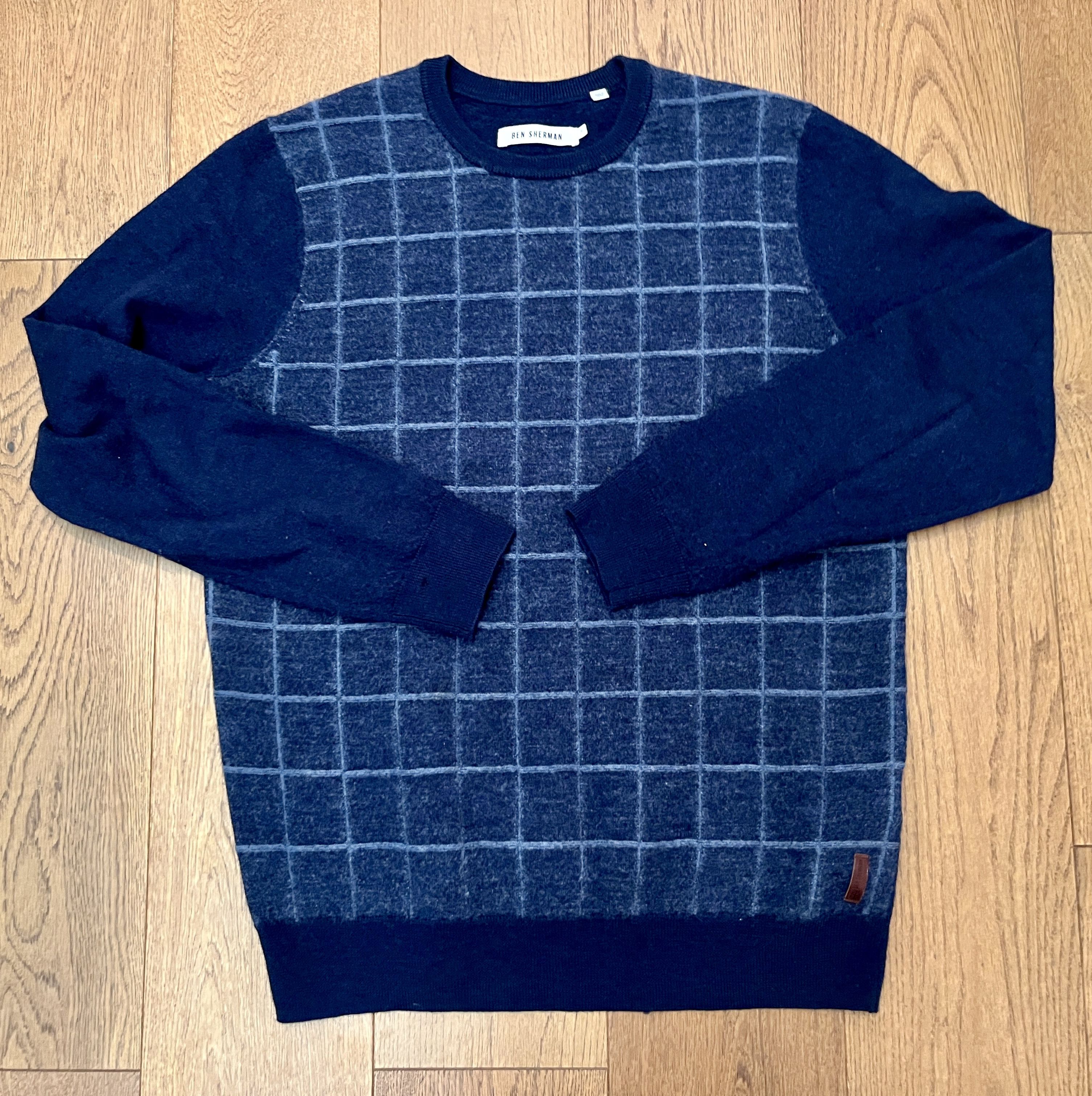 Ben Sherman Ben Sherman 100% Wool Blue Grid Crewneck Sweater Mod Men M Size US M / EU 48-50 / 2 - 1 Thumbnail