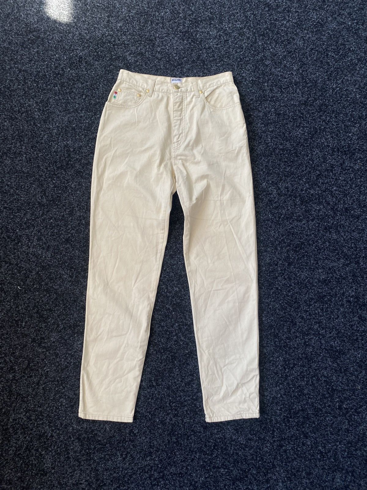 Moschino 🚨90s Moschino Made in italy rare beige pants gold logo Size 30" / US 8 / IT 44 - 6 Thumbnail