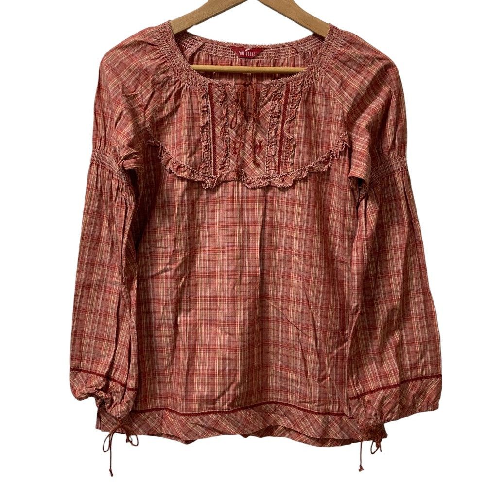 Other Other PINK HOUSE Check Long Sleeve Blouse Textile Tops DUTY FREE for USA Size ONE SIZE - 1 Thumbnail