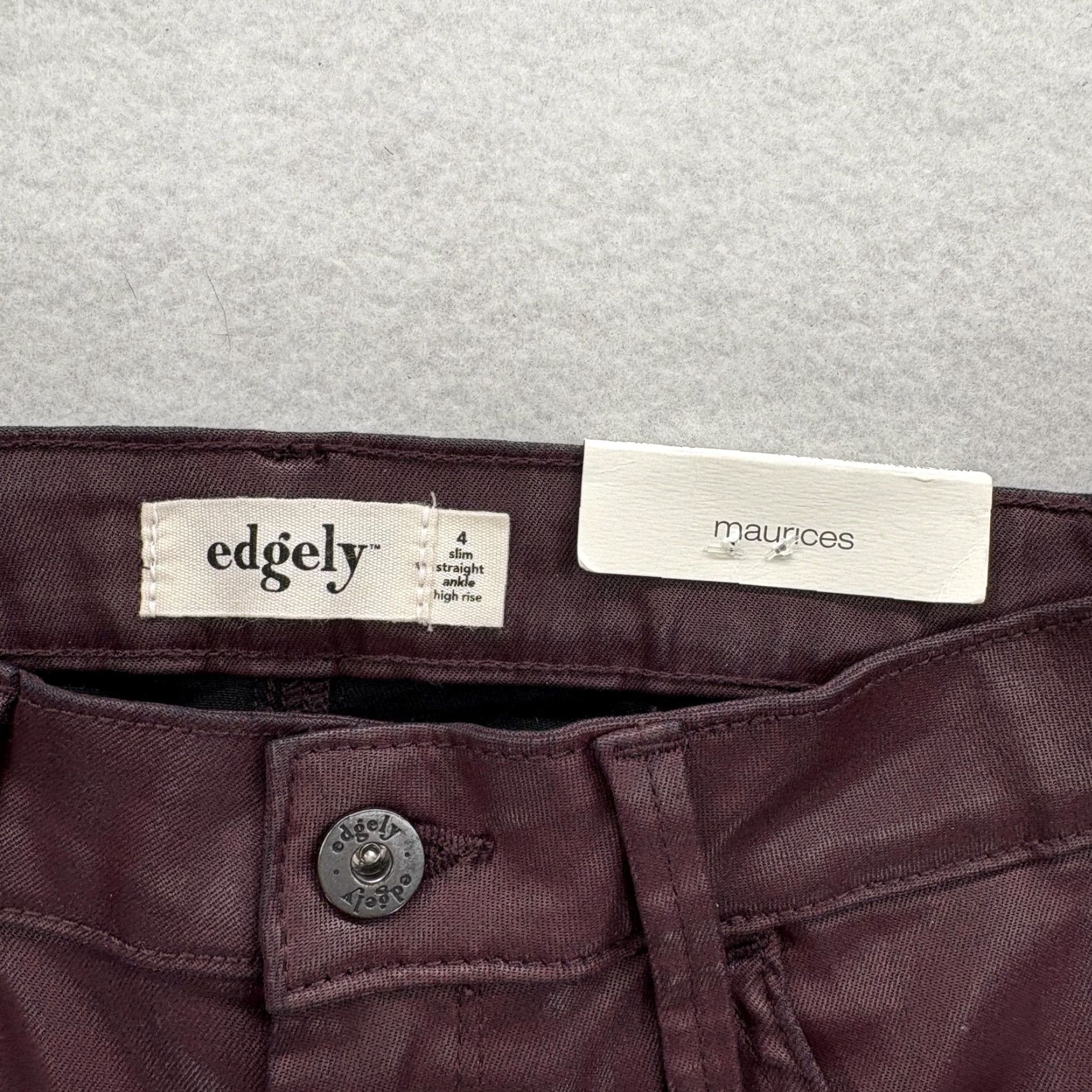 Vintage edgely Jeans Womens 4 Purple High Rise Ankle Slim Straight Super Stretch Coated Size 27" / US 4 / IT 40 - 4 Thumbnail