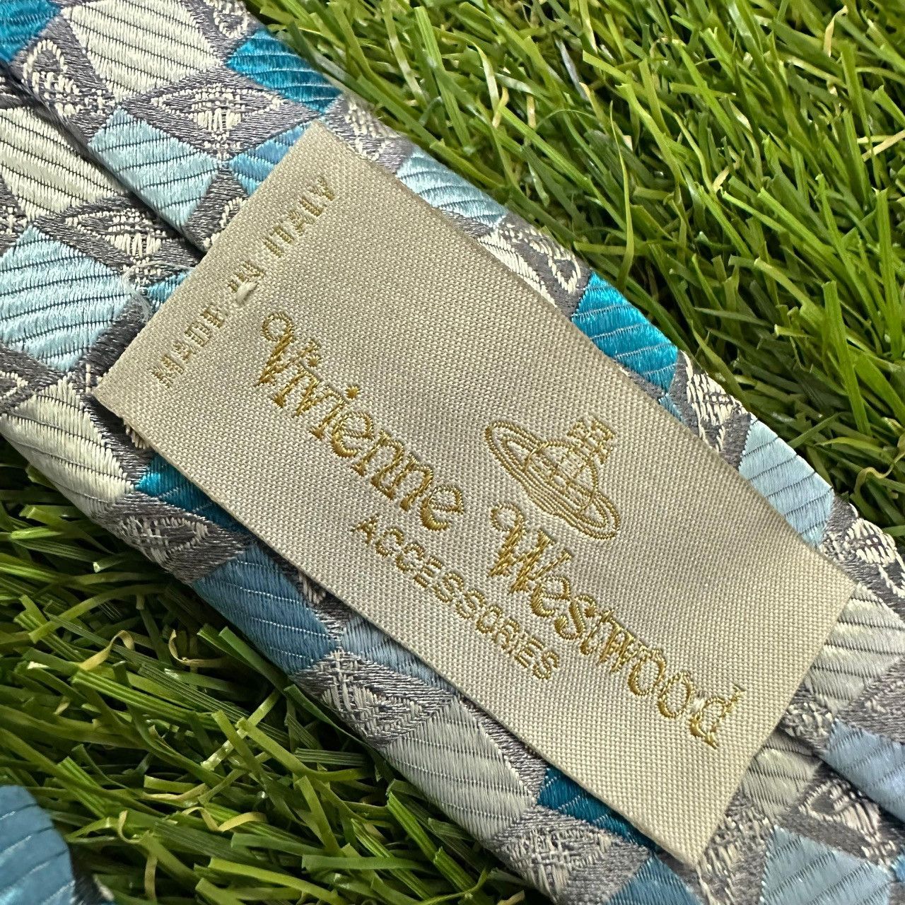Vivienne Westwood Vivienne Westwood Silk Tie Blue Geometric Orb Italy Size ONE SIZE - 4 Thumbnail