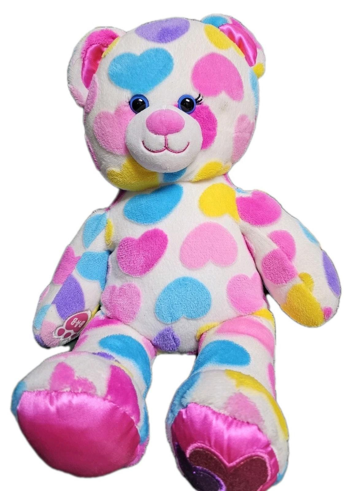 Other Plush 13” Seated Colorful Heart Teddy Bear Soft Animal Size ONE SIZE - 1 Thumbnail
