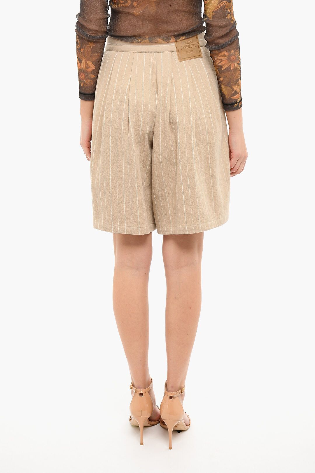 Opening Ceremony og1mm0824 Wide-Leg High-Waisted Shorts in Beige Size 26" / US 2 / IT 38 - 2 Thumbnail