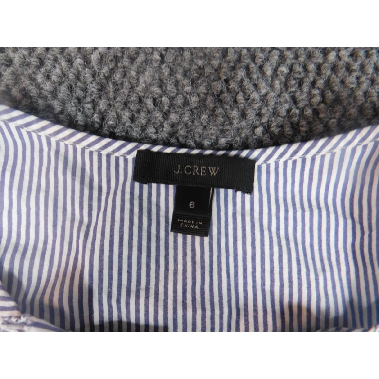 J.Crew J.CREW Blouse Womens 8 Purple Striped Pullover Shirt Casual Cotton Button Front Hole Accent Size M / US 6-8 / IT 42-44 - 7 Thumbnail