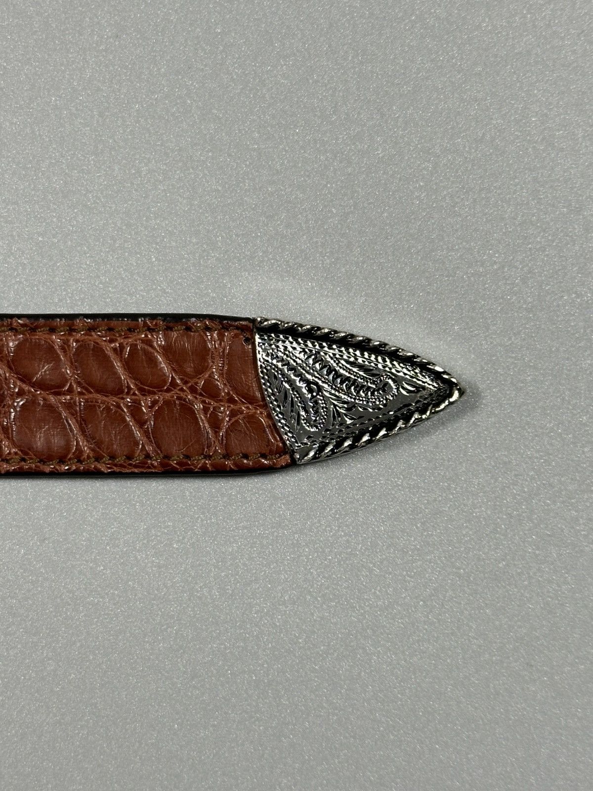 Brunello Cucinelli Brunello Cucinelli Croc Leather Sterling Silver Western Belt Size ONE SIZE - 9 Thumbnail