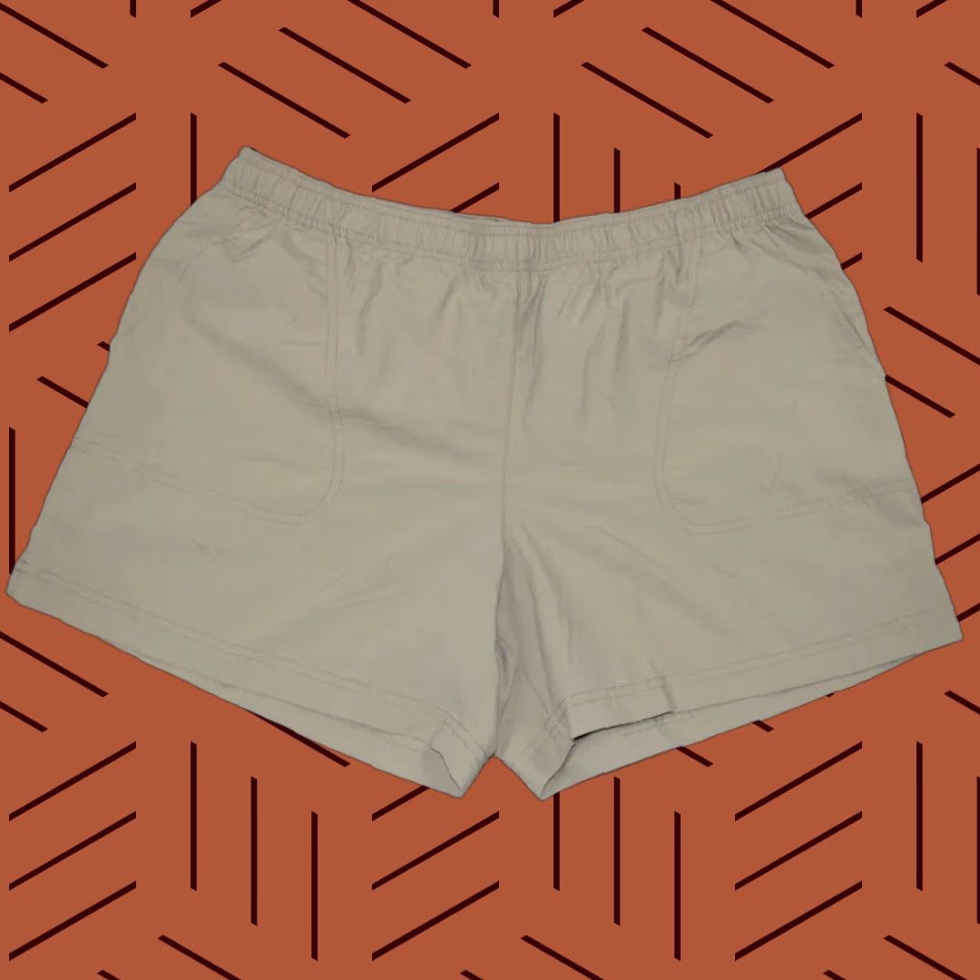 Vintage COLUMBIA Womens Hiking Shorts Elastic Waist Beige L 5in Inseam Beach Activewear Casual with Pockets - 100% Nylon, Regular Fit, Lightweight Size 36" / US 14 / IT 50 - 1 Thumbnail