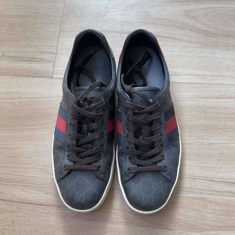 Gucci Gucci Ace GG Supreme Black Fashion Sneakers - Size US 9.5 / EU 42-43 - 2 Thumbnail