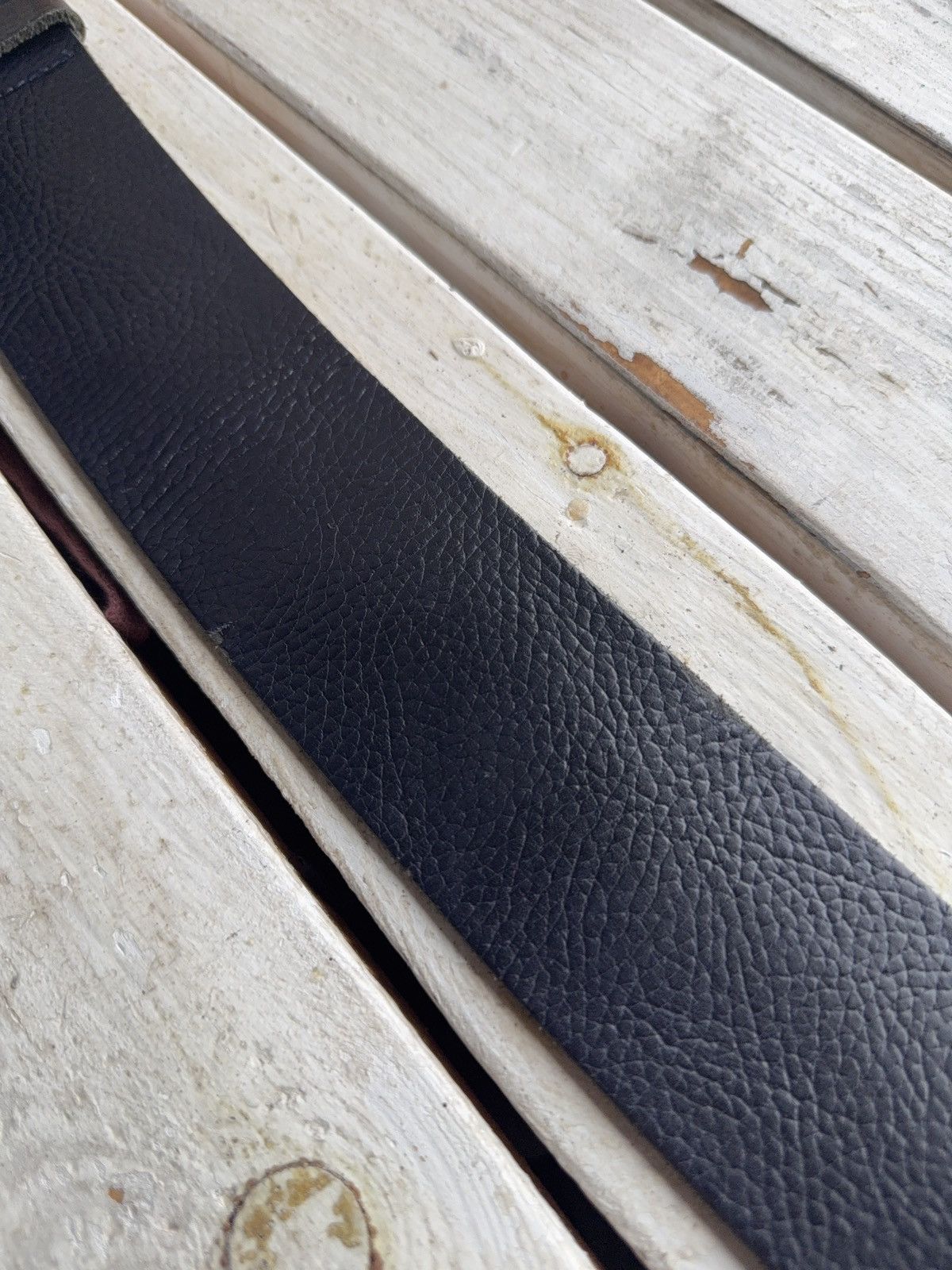Japanese Brand Baguette Accessoires Navy Leather Belt 95cm Silver Buckle Size ONE SIZE - 8 Thumbnail