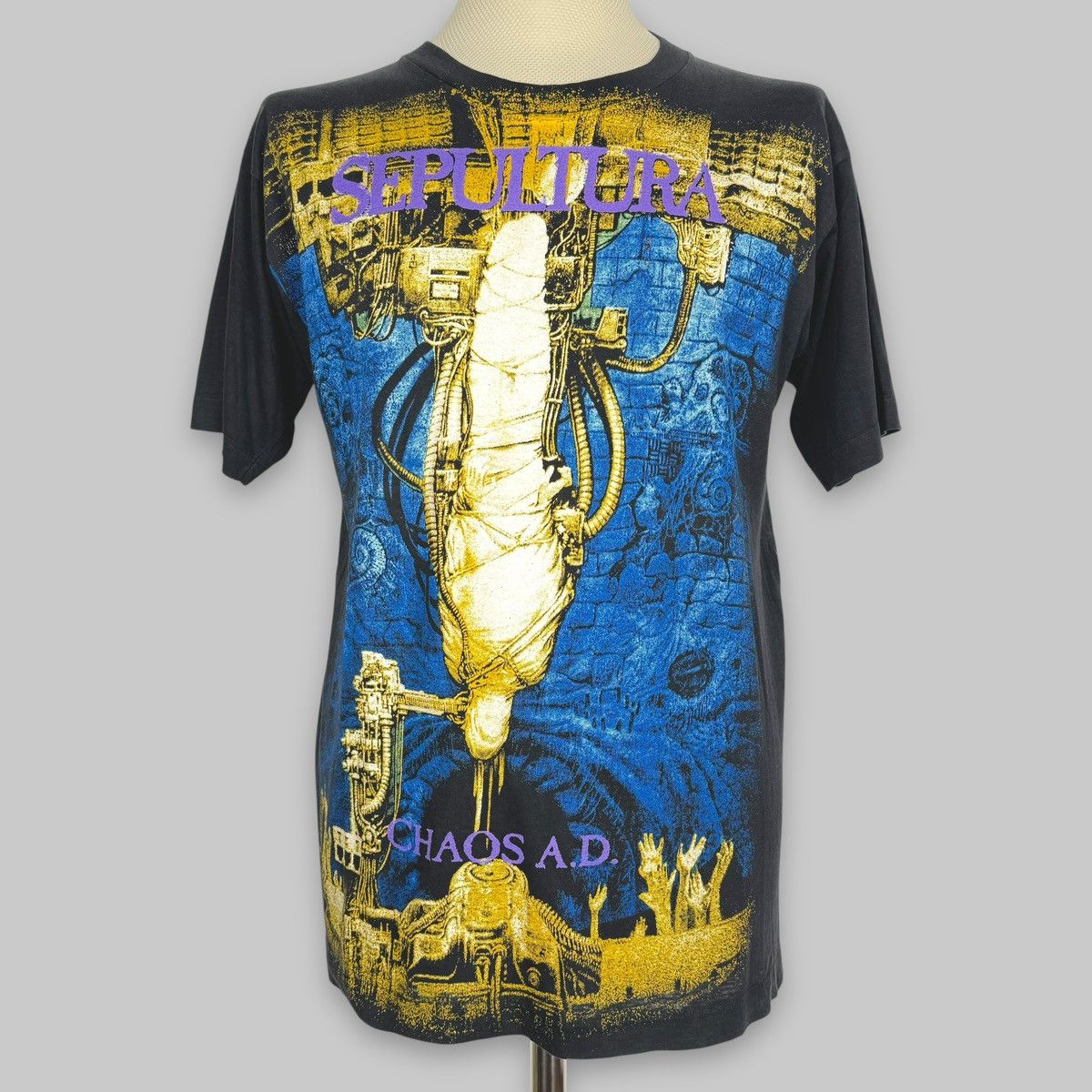 Band Tees Vintage Mid 90s Sepultura ‘Chaos A.D.’ All Over Euro T Shirt Size US L / EU 52-54 / 3 - 1 Thumbnail