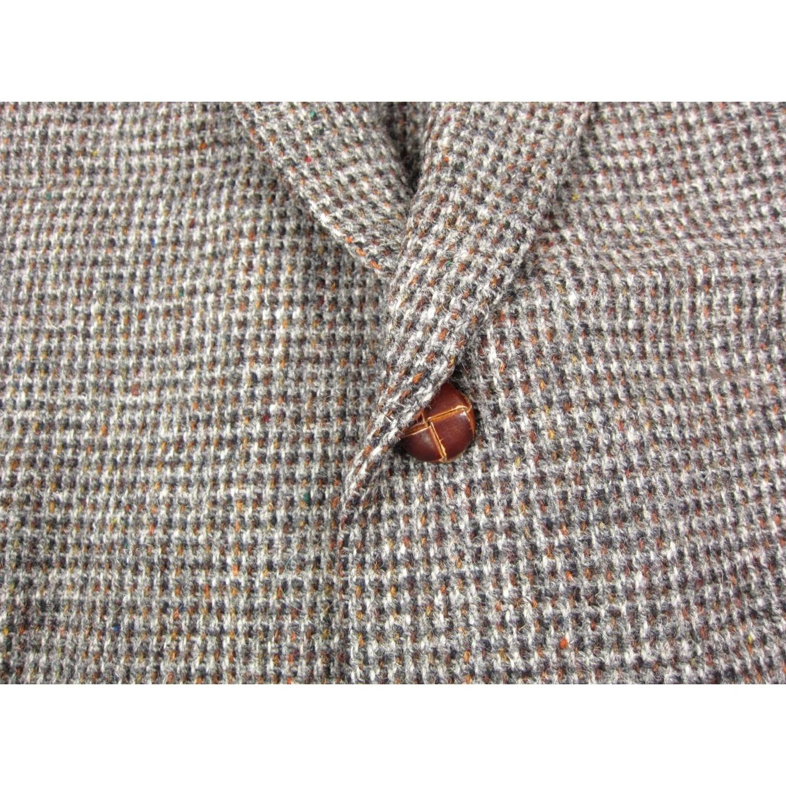 Harris Tweed VINTAGE Harris Tweed Jacket Mens L 44 Gray Scottish Wool Blazer USA Herringbone Size 42R - 5 Thumbnail